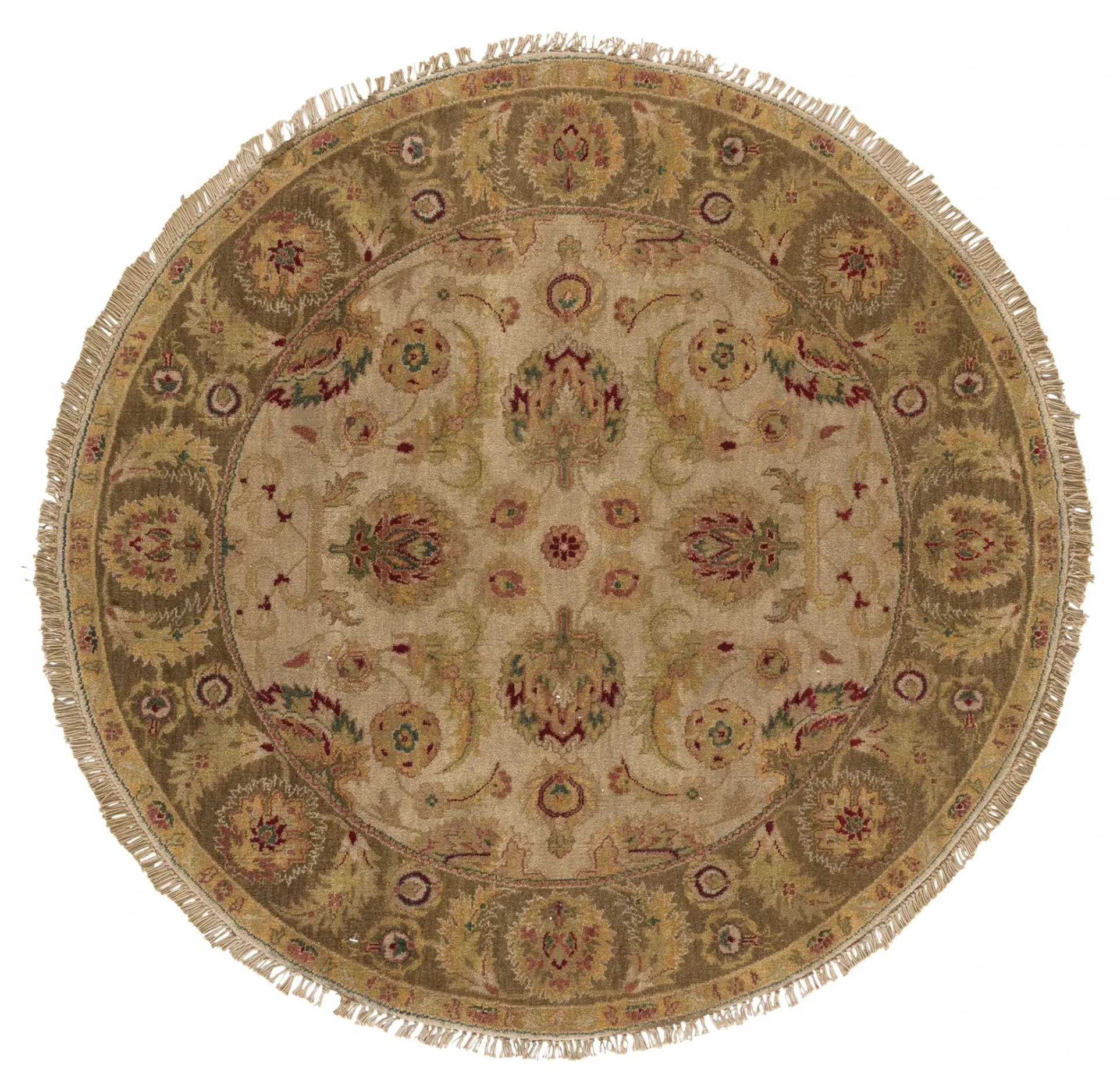 Old World Palmette Bordered Wool Rug
