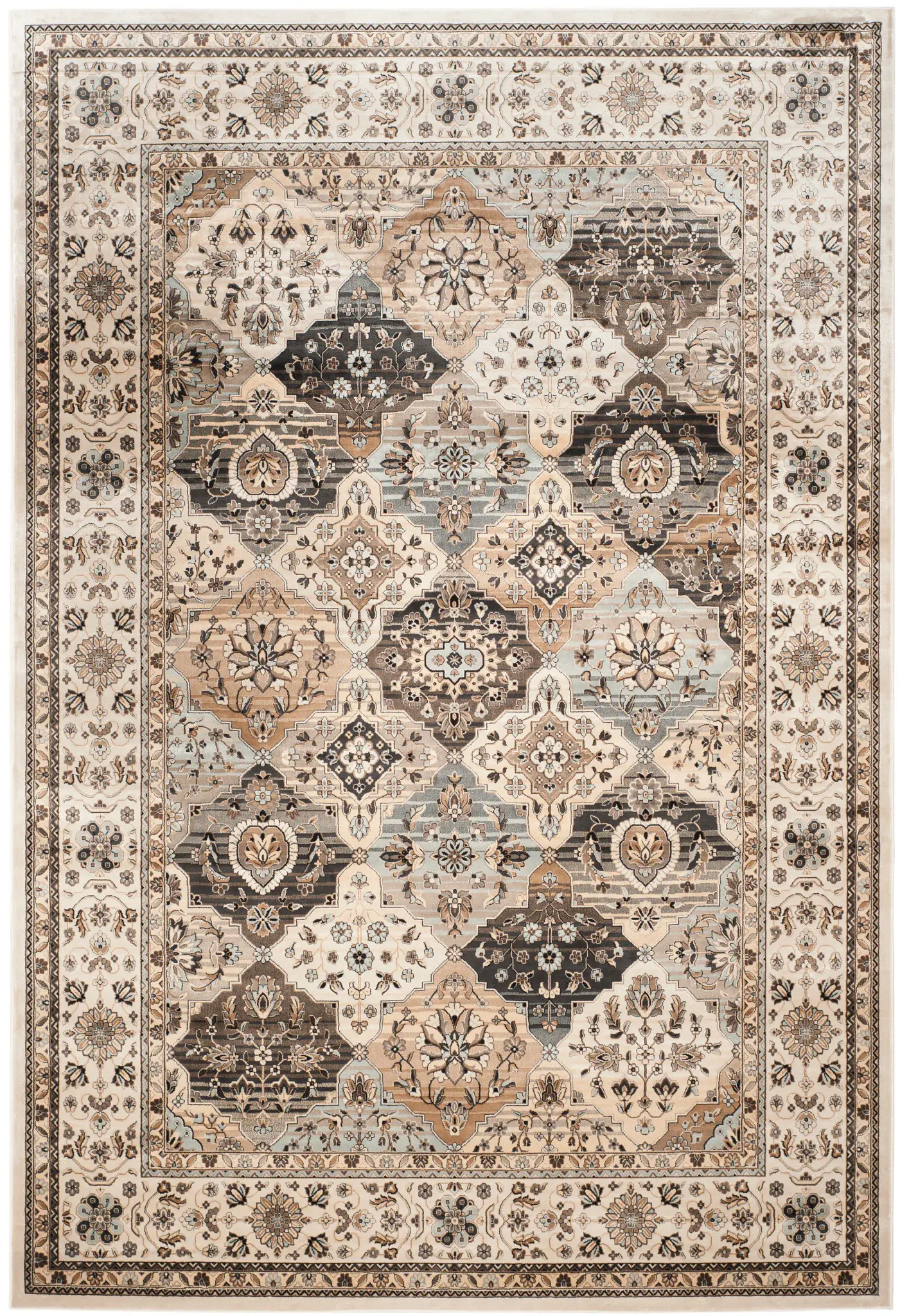 Persian Garden Paneled Floral Viscose Rug