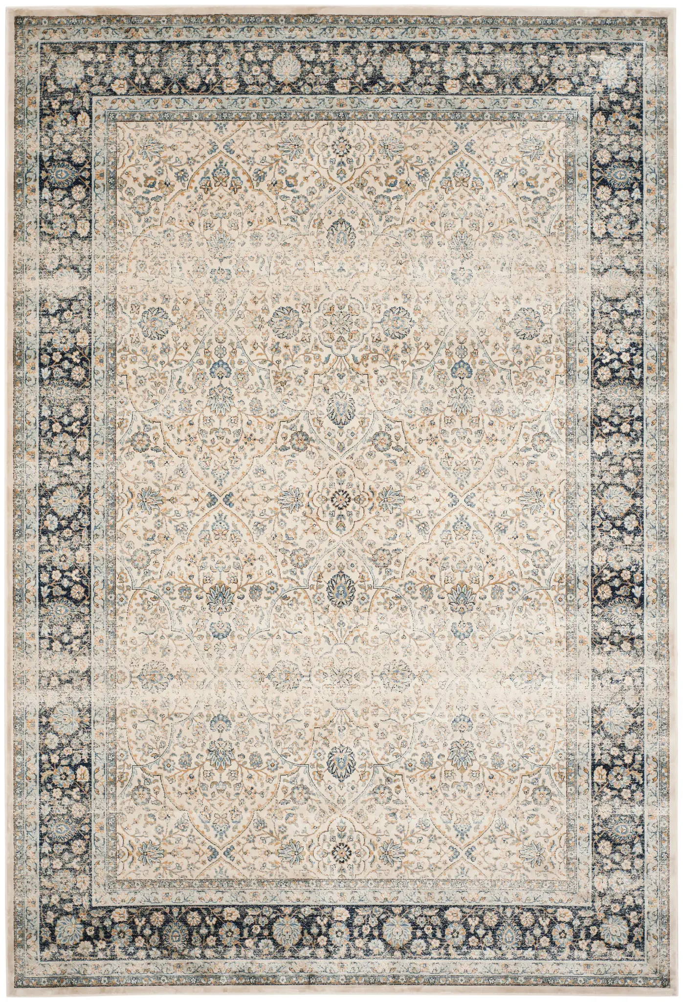 Persian Garden Vintage Traditional Medallion Viscose Rug