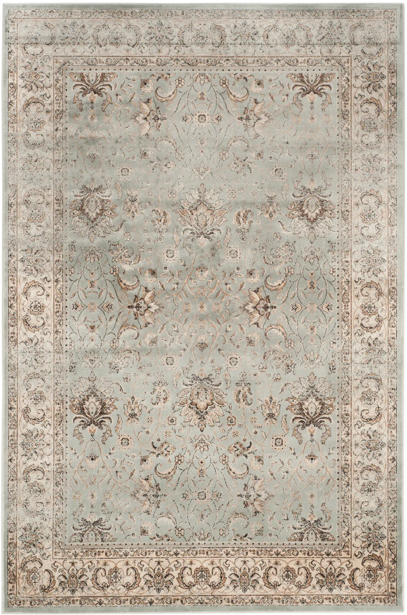 Persian Garden Vintage Floral Bordered Viscose Rug