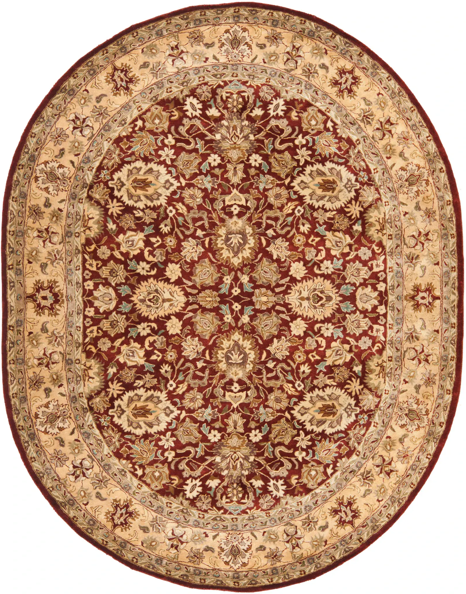 Persian Legend Floral Bordered Oval Wool Rug