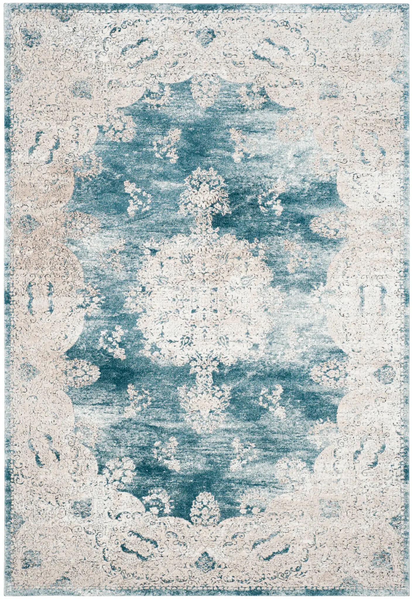 Palermo Distressed Damask Viscose Rug