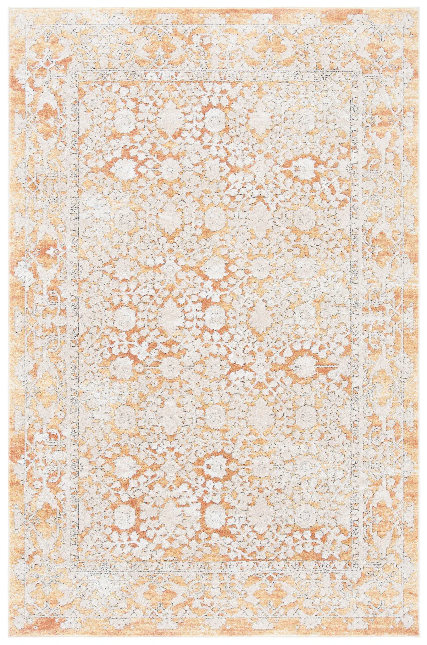 Palermo Faded Floral Border Viscose Rug