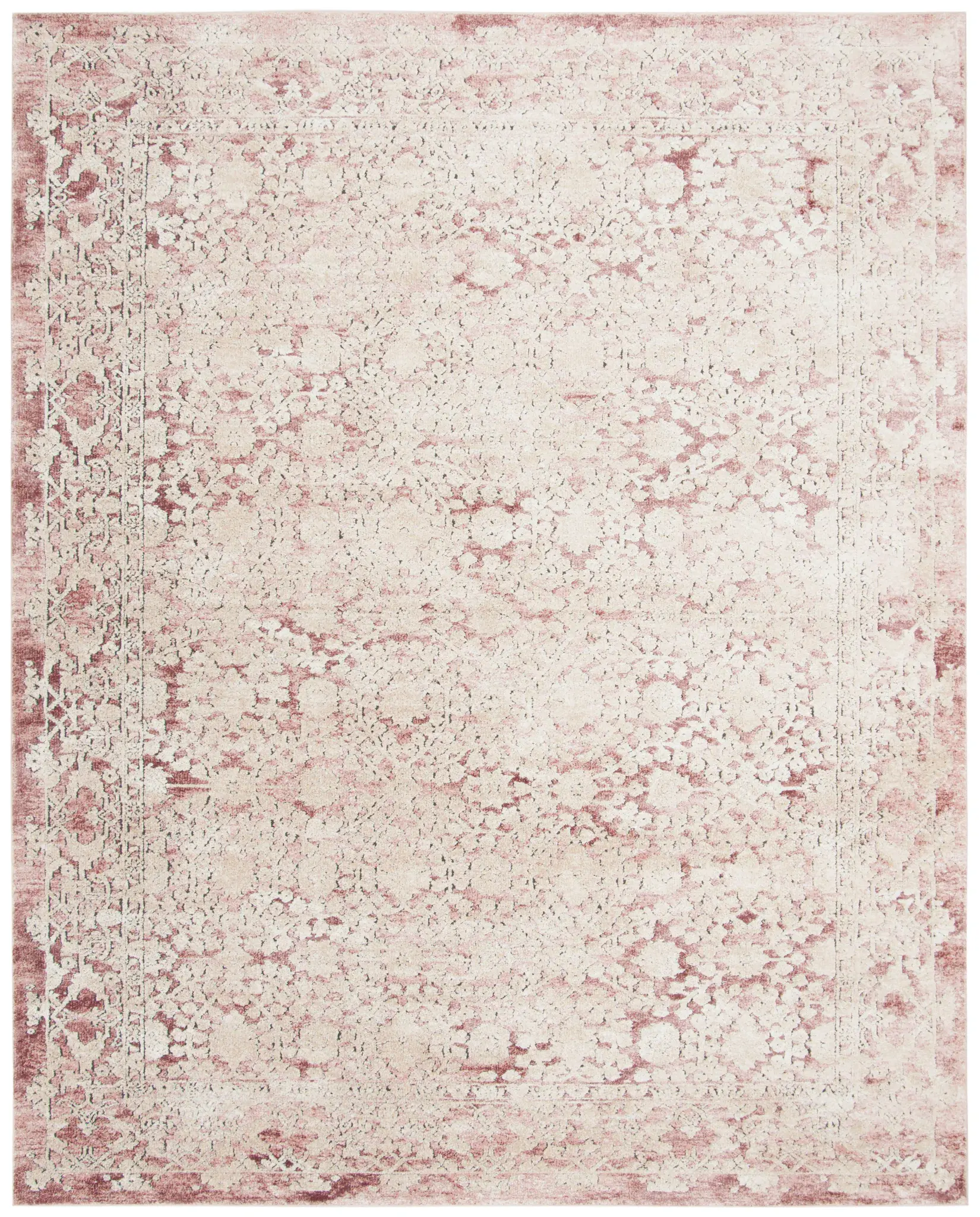 Palermo Faded Floral Border Viscose Rug