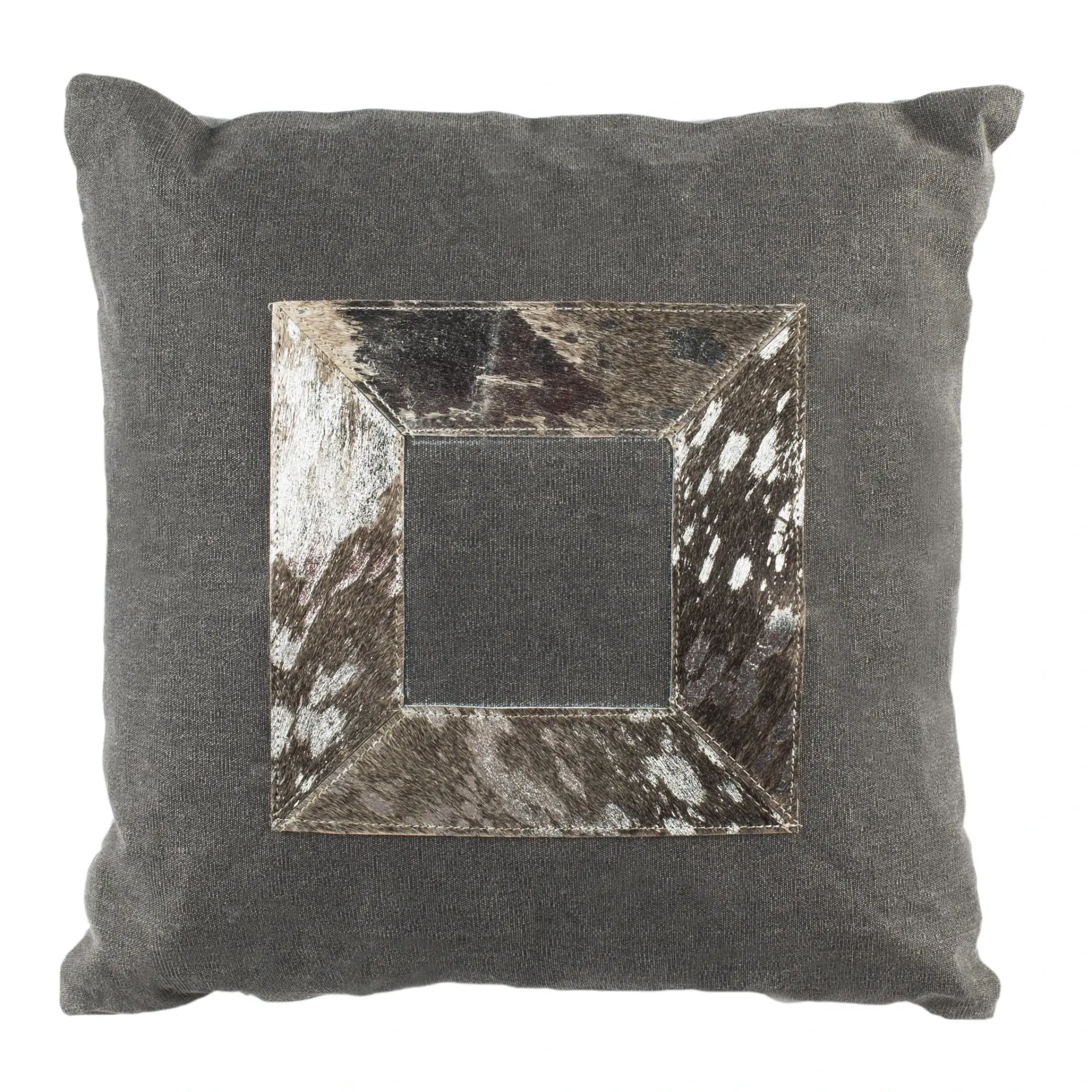 Grayer Metallic Cowhide Pillow
