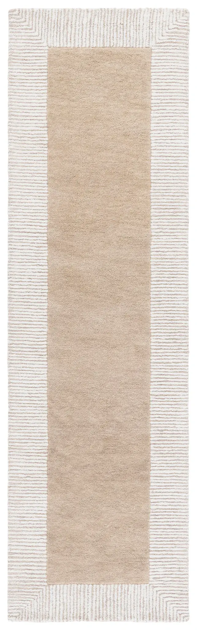 Pine Ribbed Border Hand-Tufted Wool Rug