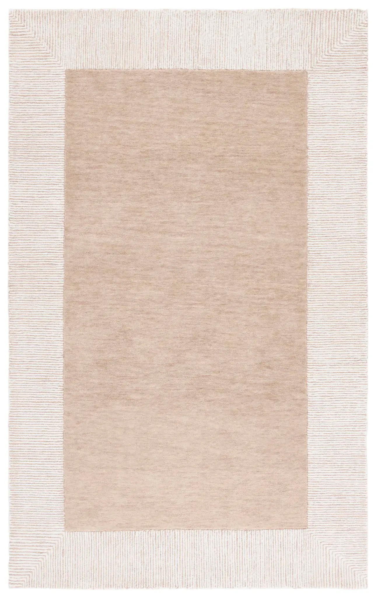 Pine Ribbed Border Hand-Tufted Wool Rug