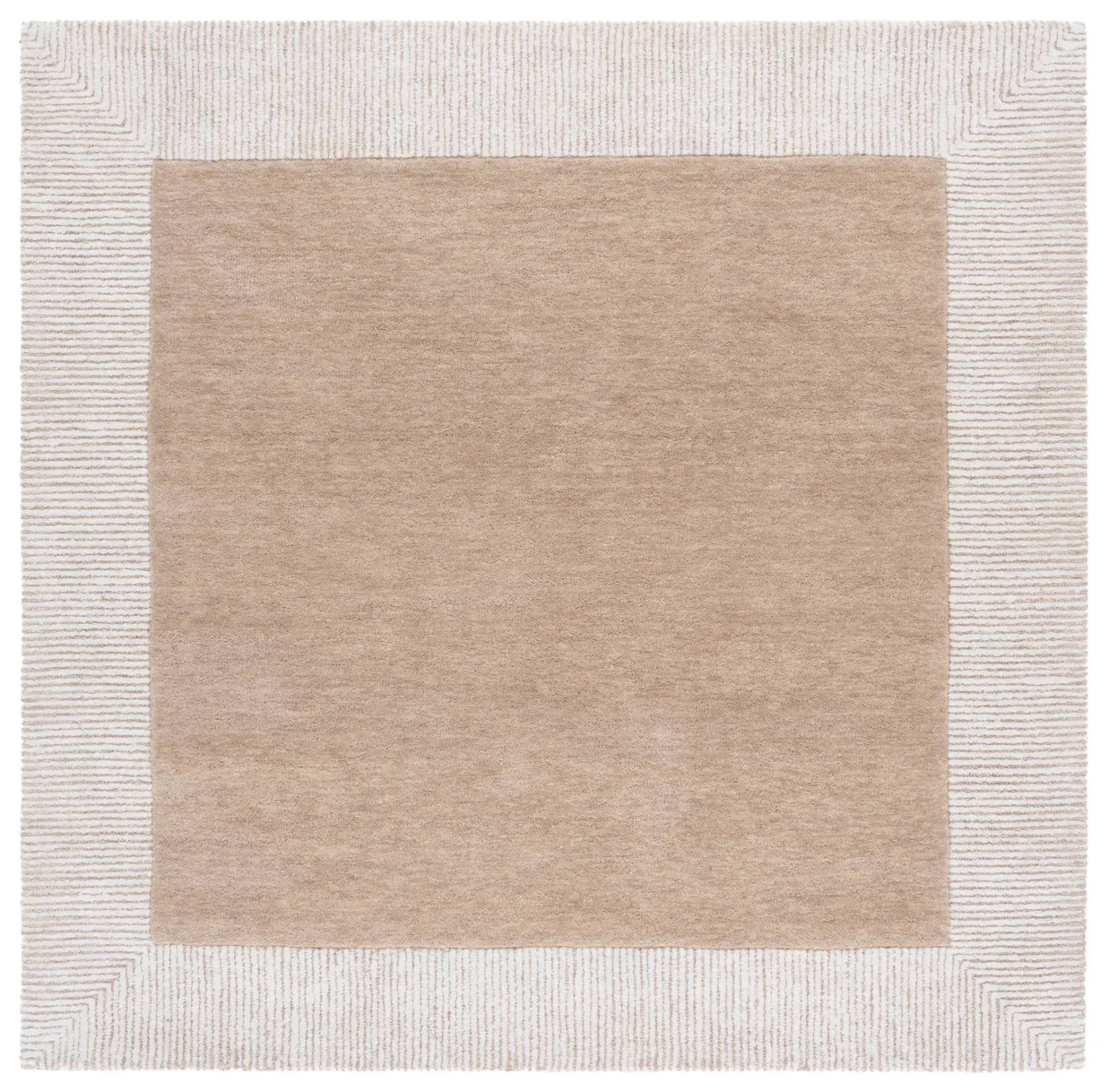 Pine Ribbed Border Hand-Tufted Wool Rug