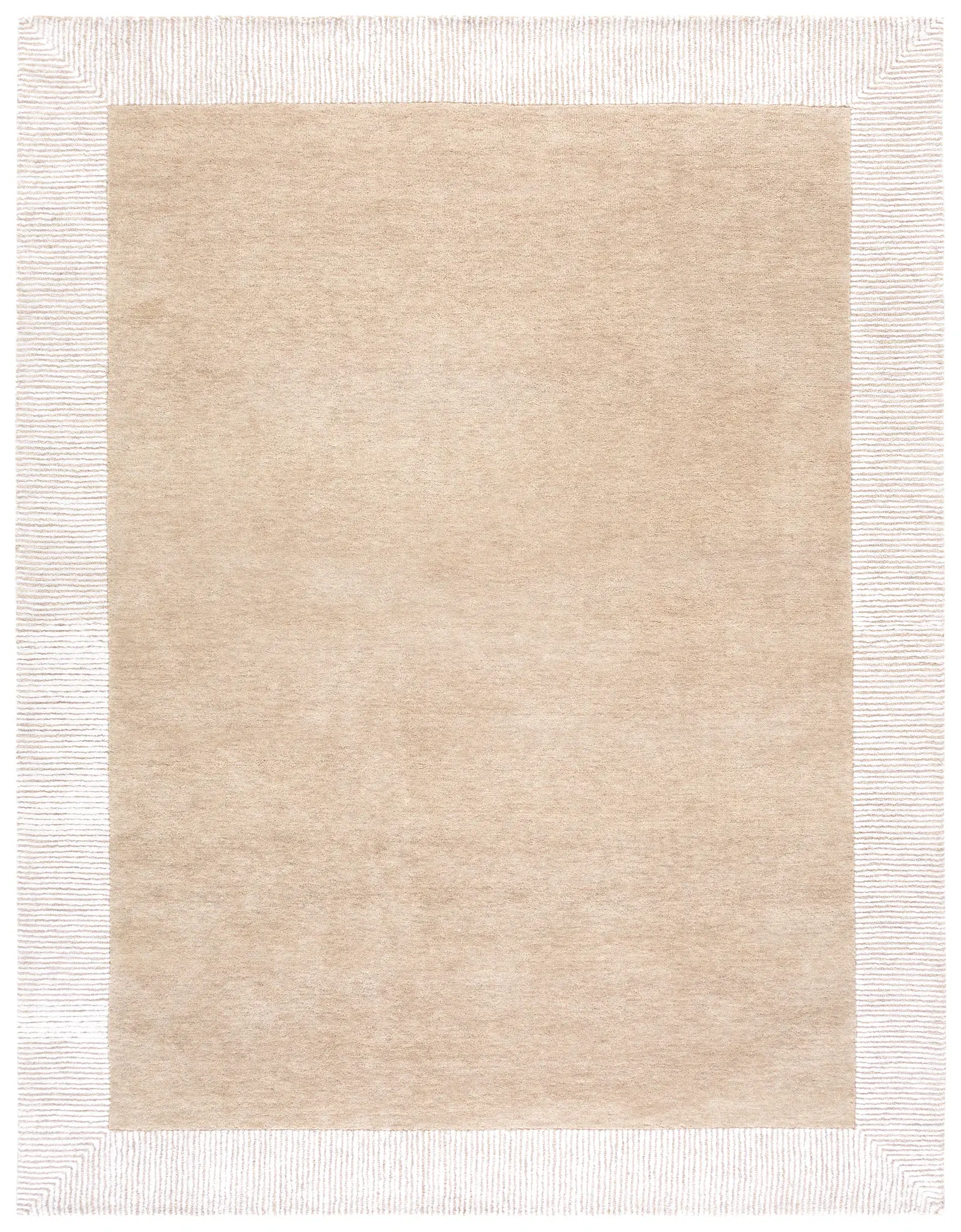 Pine Ribbed Border Hand-Tufted Wool Rug