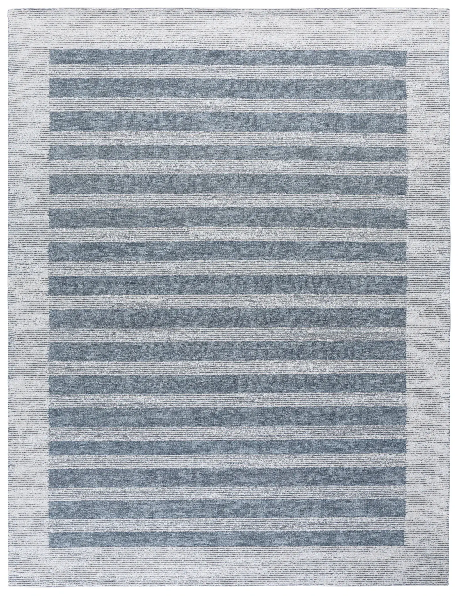 Pine Bordered Stripe Hand-Tufted Wool Rug