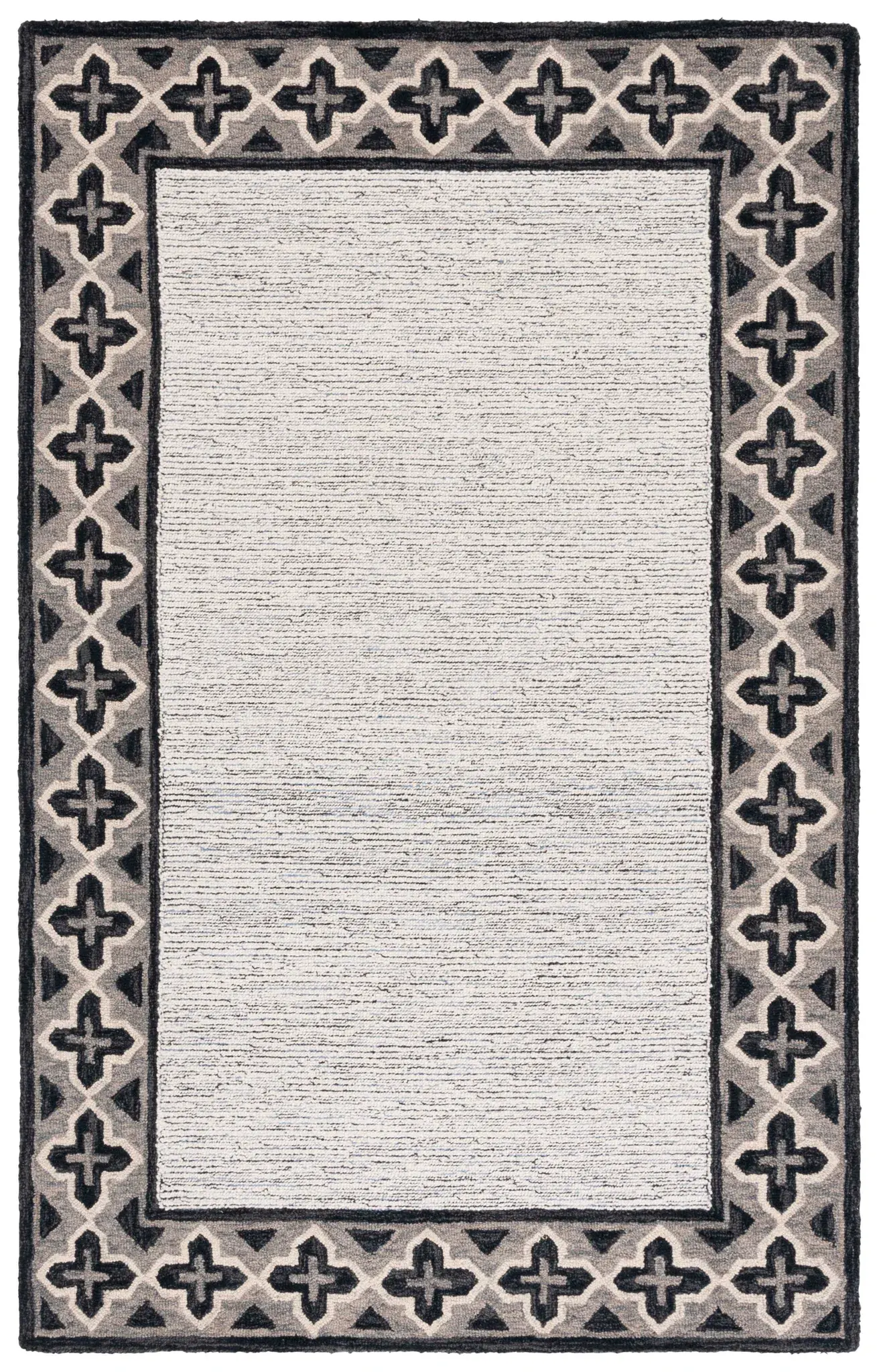 Pine Bordered Geometric Hand-Tufted Wool Rug