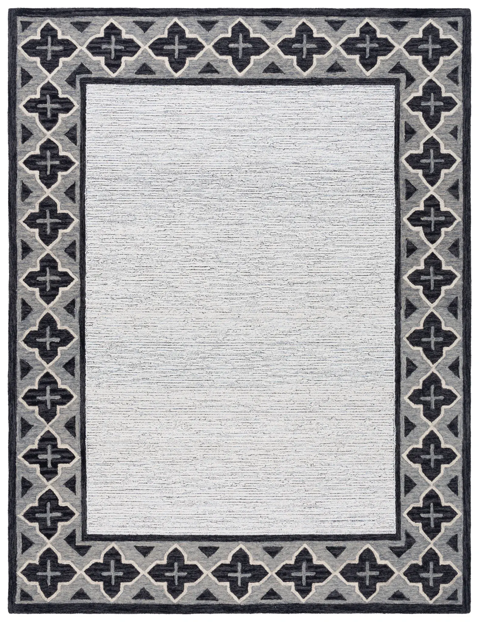 Pine Bordered Geometric Hand-Tufted Wool Rug