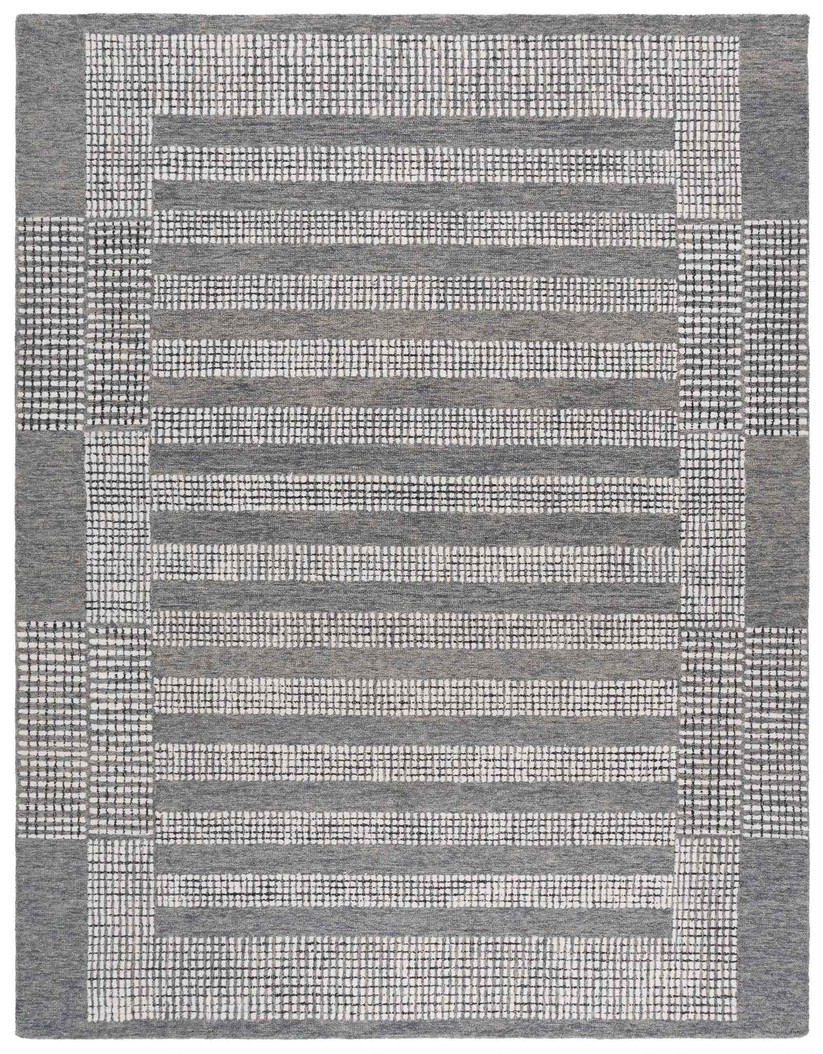 Pine Striped Grid Hand-Tufted Wool Rug