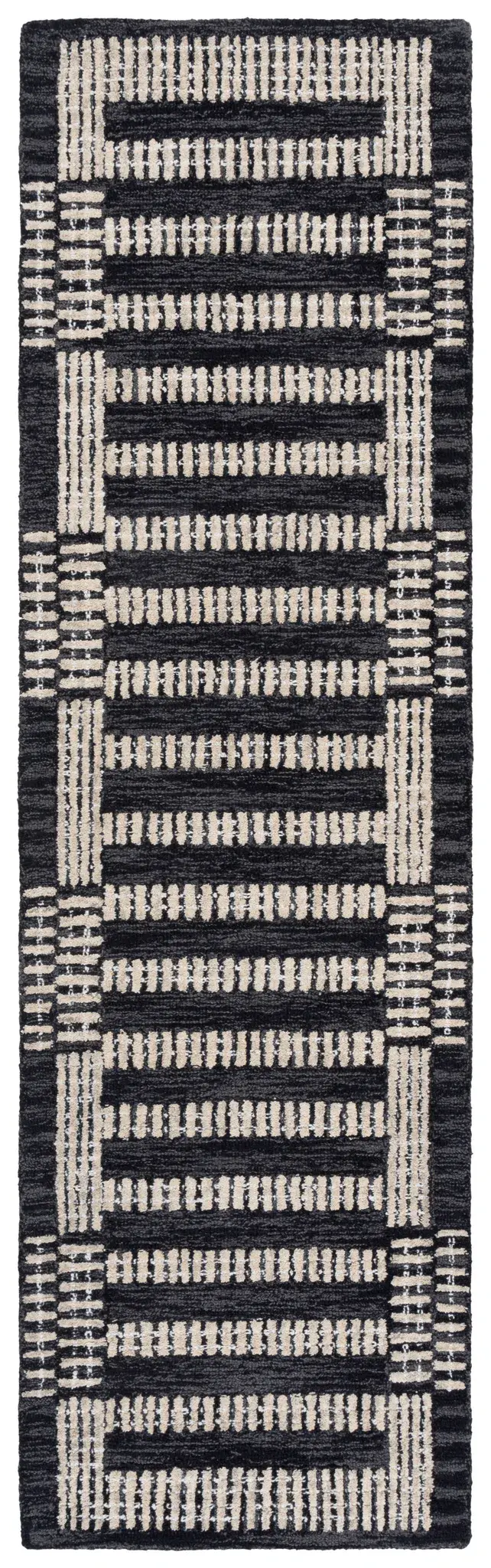 Pine Striped Grid Hand-Tufted Wool Rug