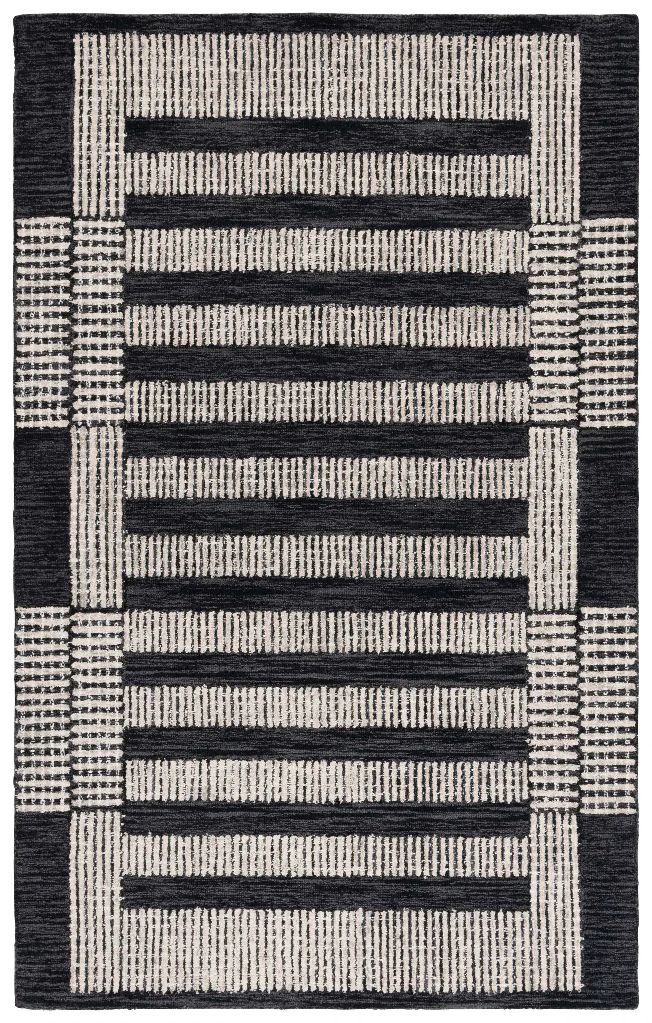 Pine Striped Grid Hand-Tufted Wool Rug
