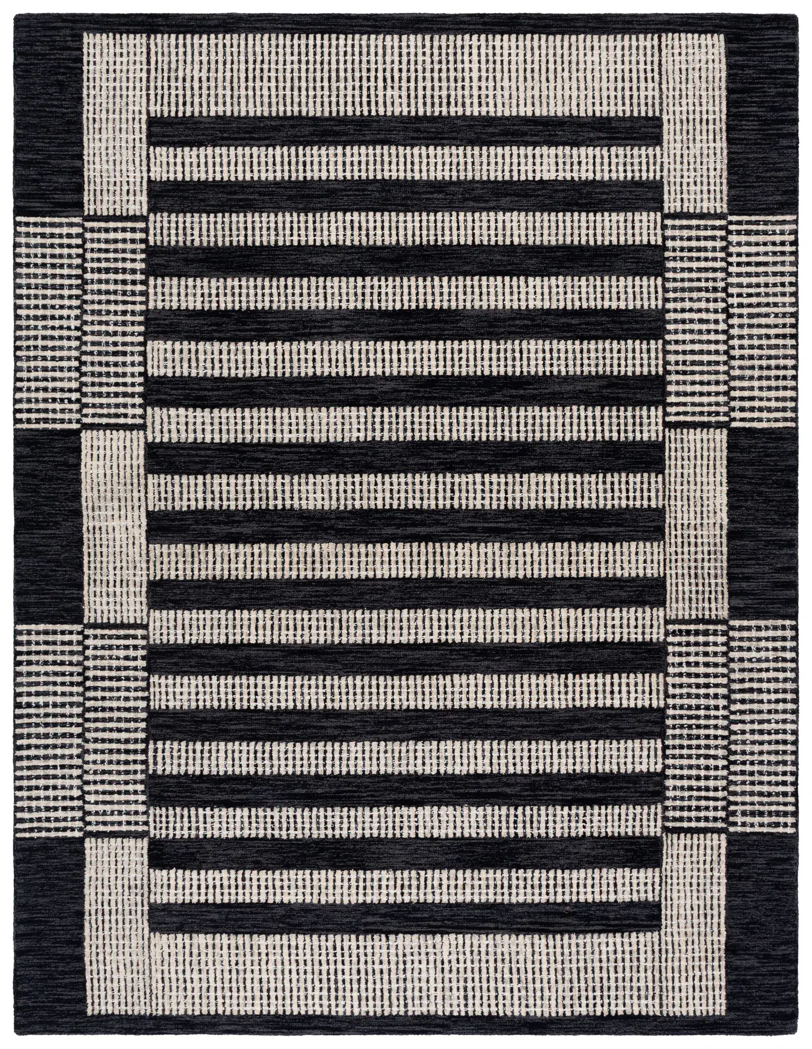 Pine Striped Grid Hand-Tufted Wool Rug