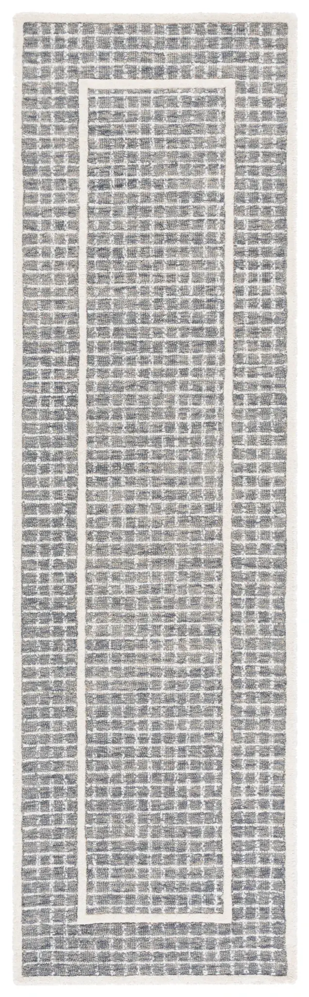 Pine Bordered Grid Hand-Tufted Wool Rug