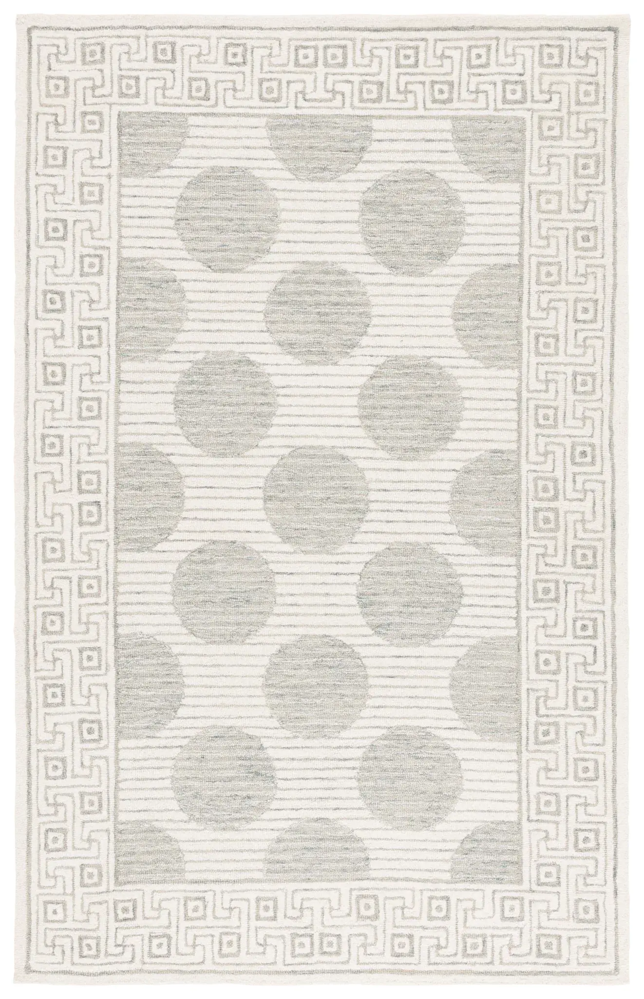Pine Polka Dot Border Hand-Tufted Wool Rug