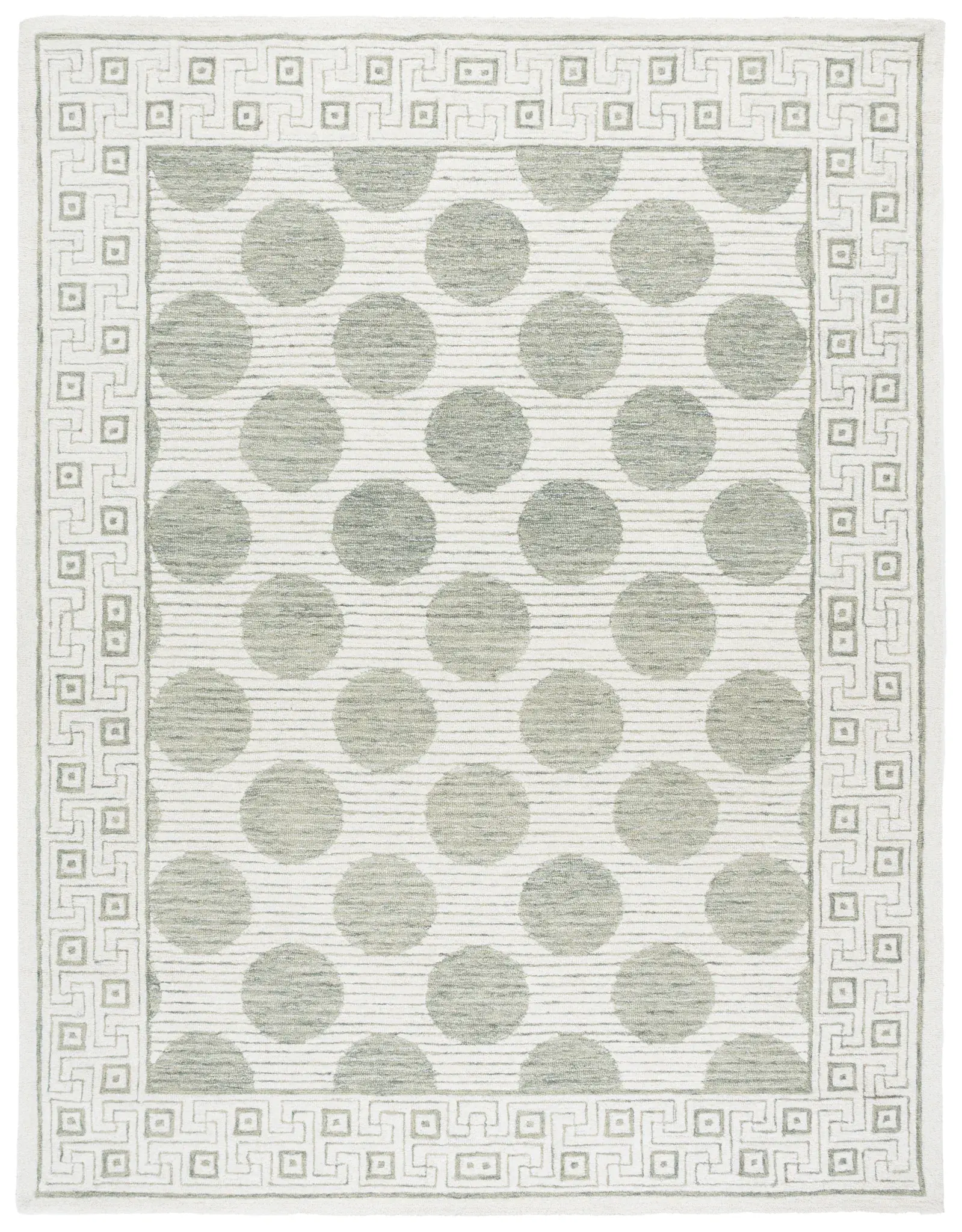 Pine Polka Dot Border Hand-Tufted Wool Rug