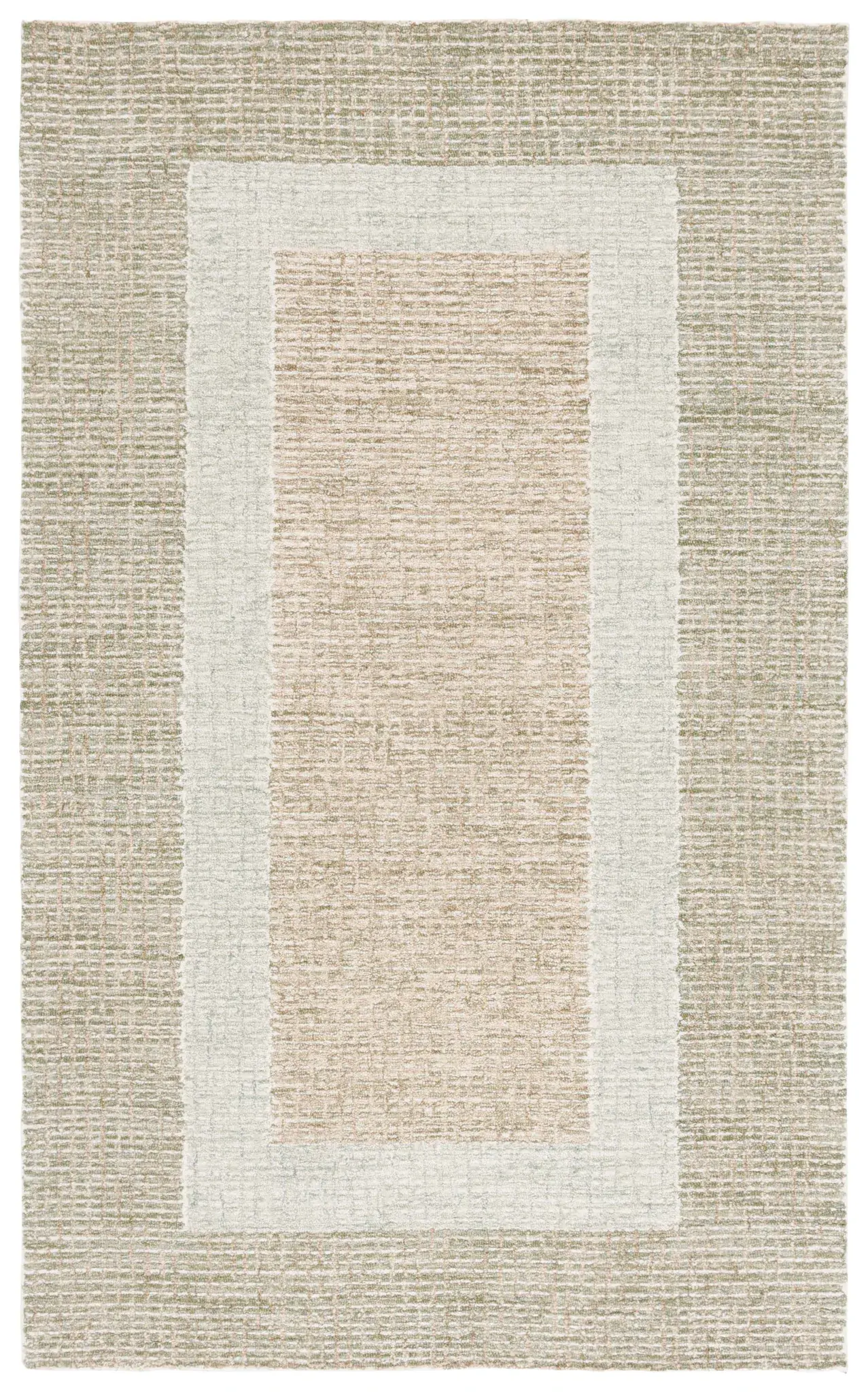 Pine Concentric Border Hand-Tufted Wool Rug