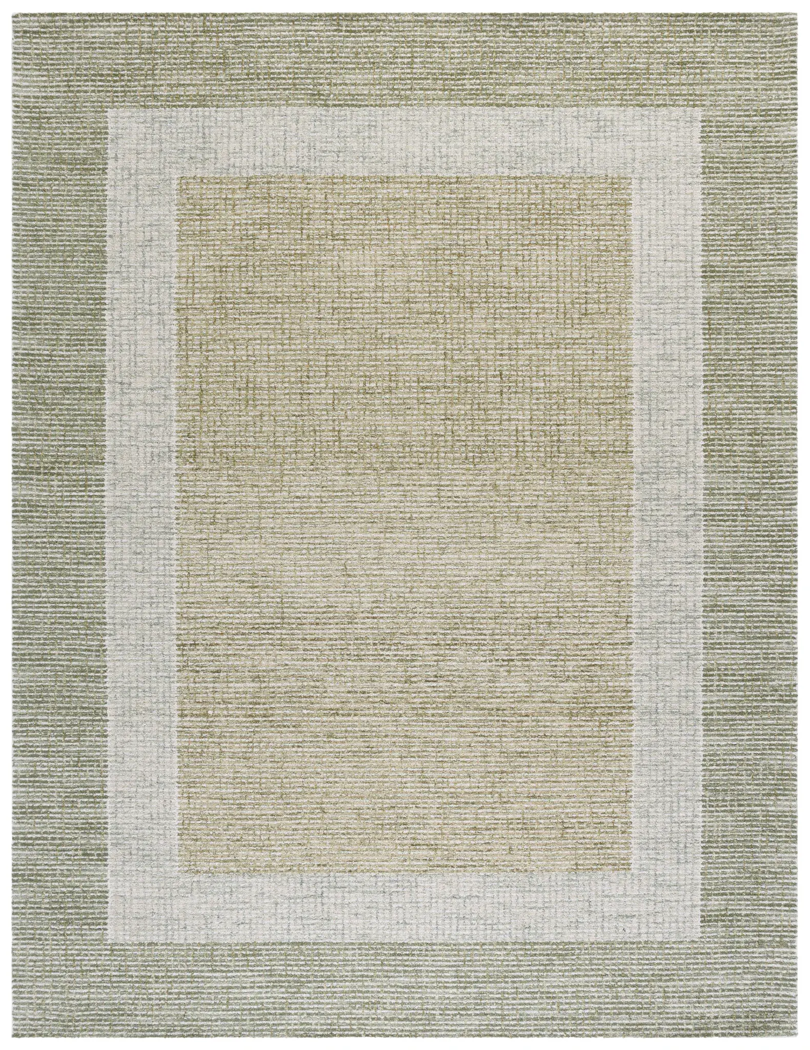 Pine Concentric Border Hand-Tufted Wool Rug