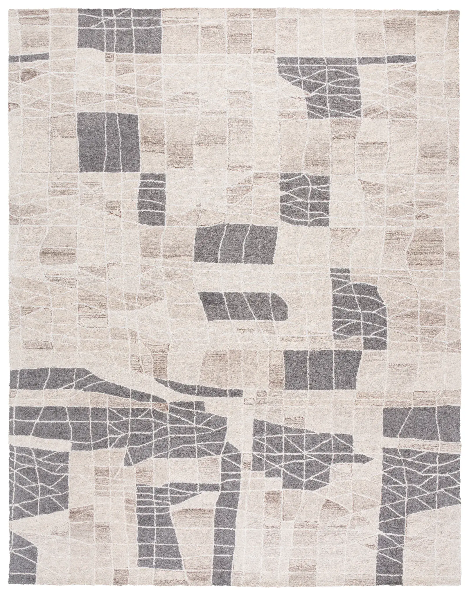 Pine Abstract Grid Hand-Tufted Wool Rug