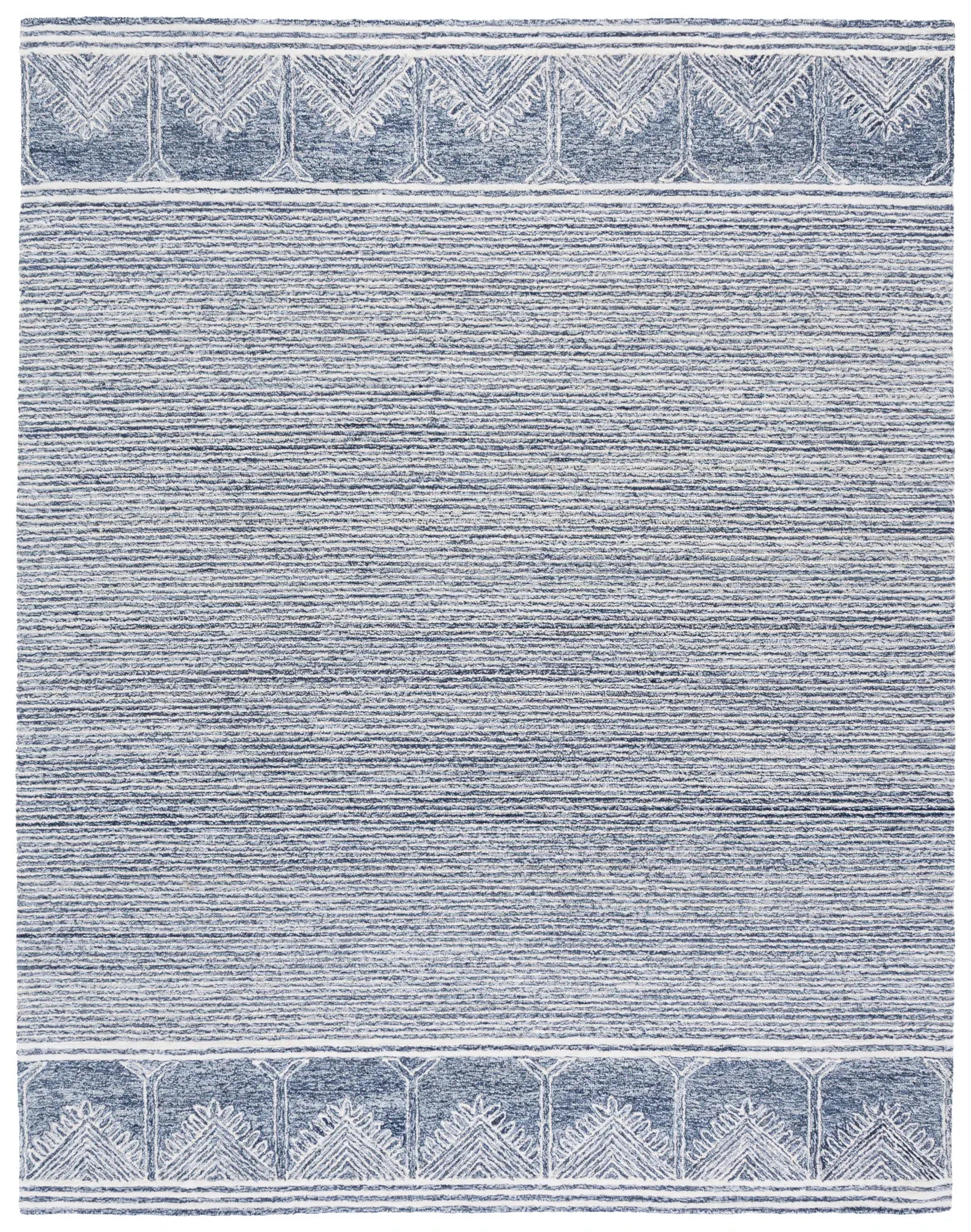 Pine Chevron Border Hand-Tufted Wool Rug