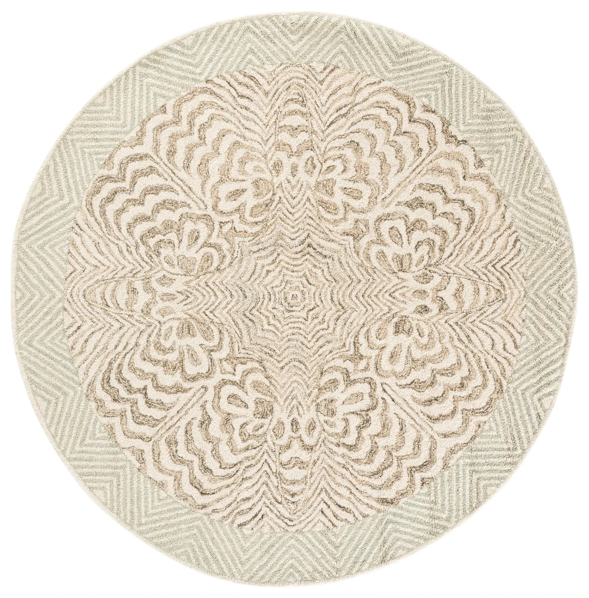 Pine Modern Mandala Hand-Tufted Wool Rug