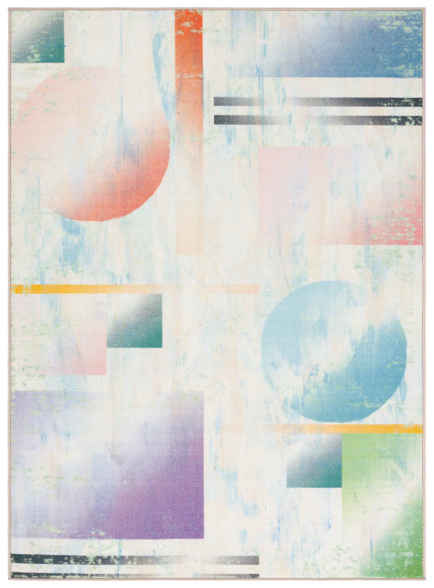 Paint Brush Abstract Shapes Washable Rug