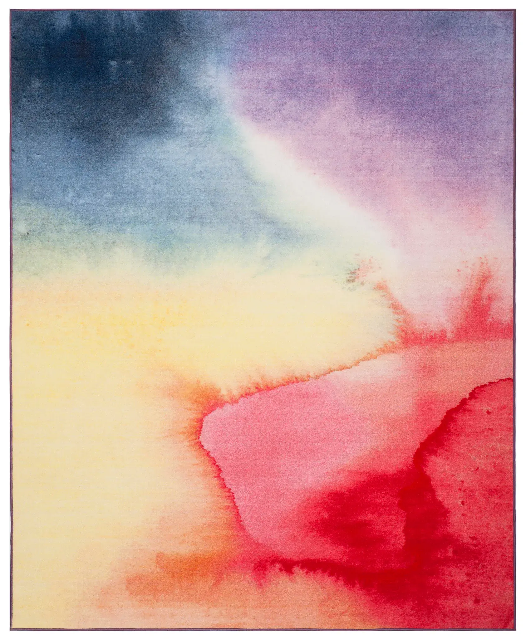 Paint Brush Watercolor Ombre Washable Rug