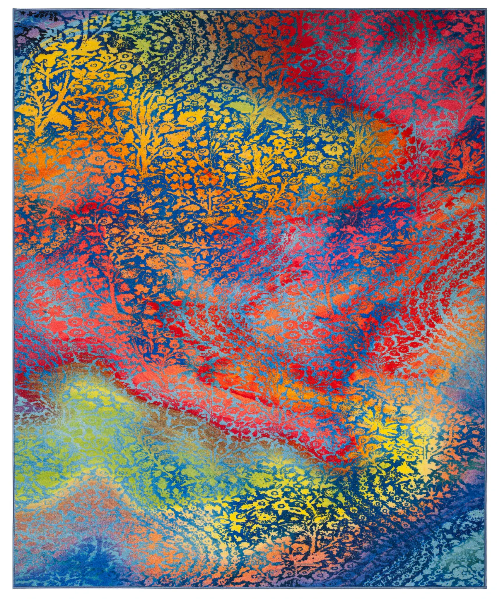Paint Brush Abstract Floral Washable Rug