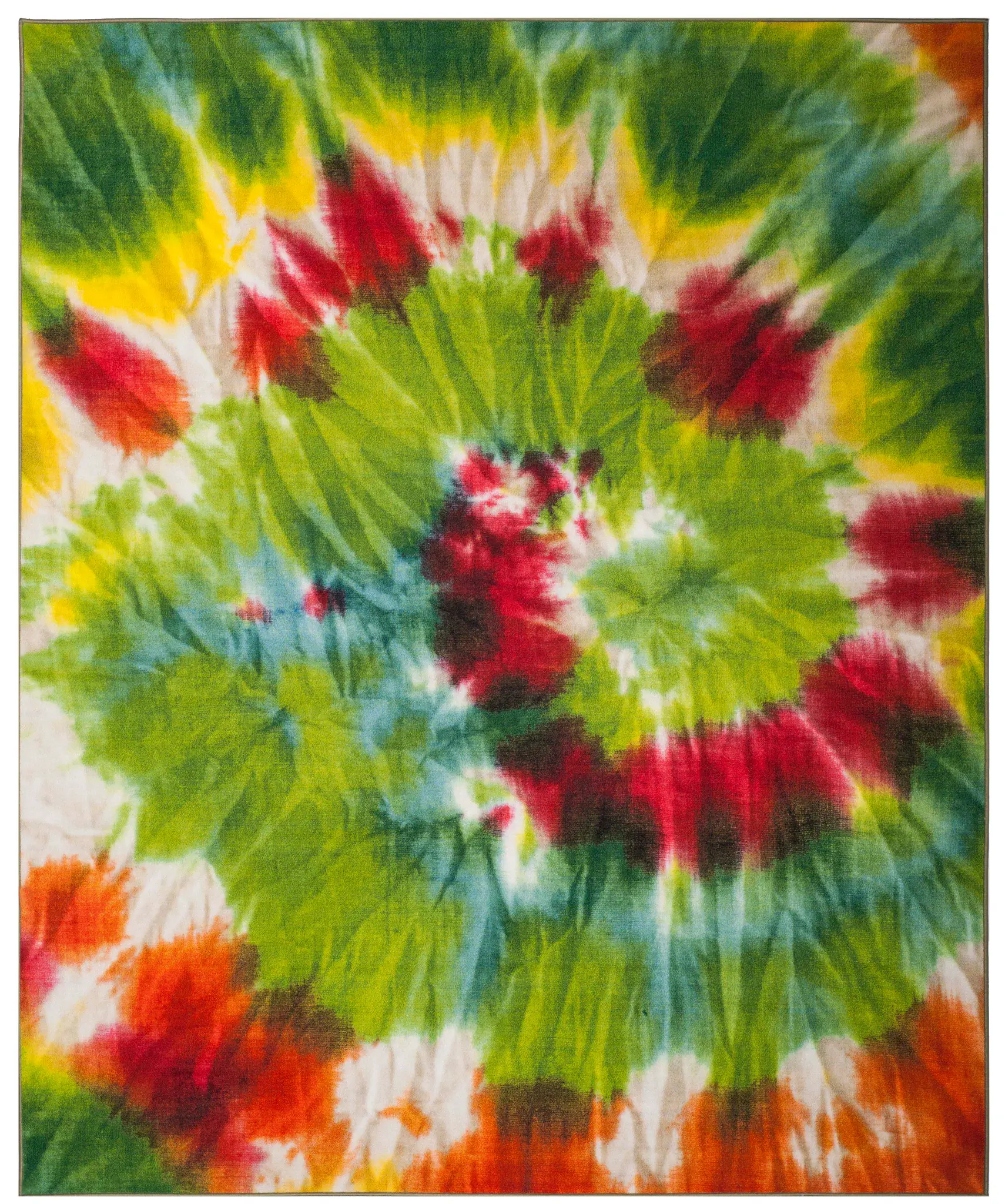 Paint Brush Tie-Dye Swirl Washable Rug