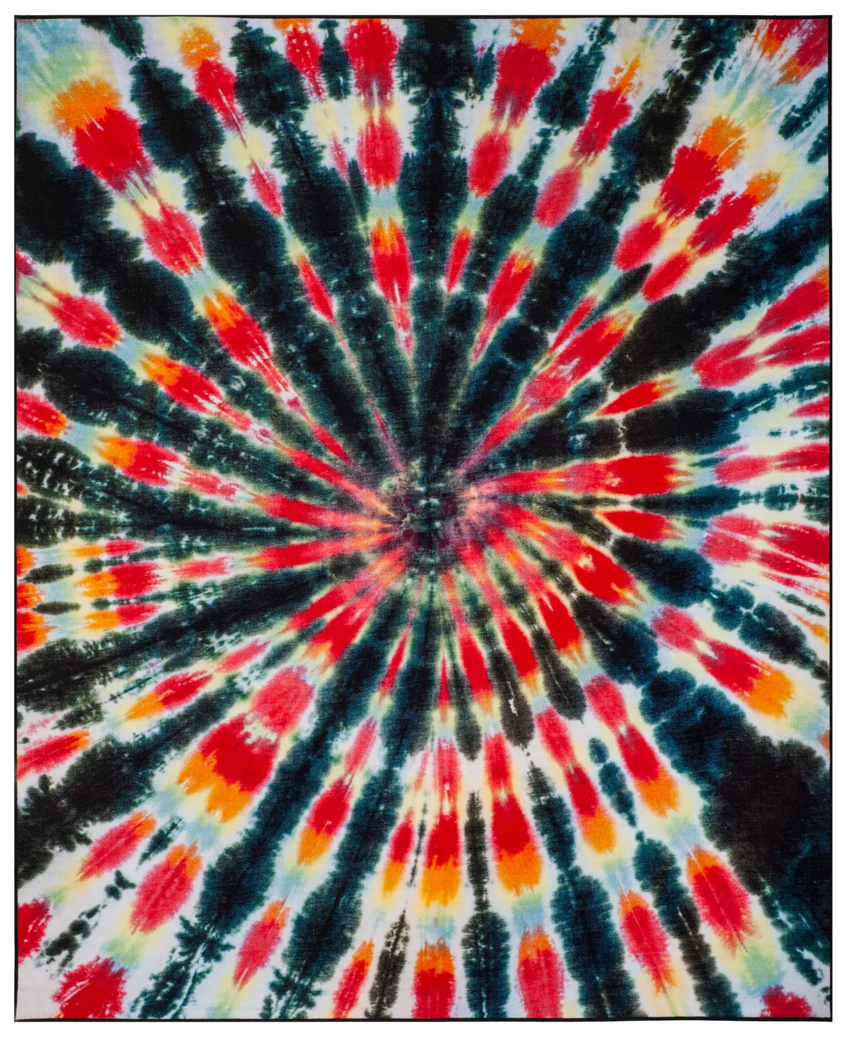 Paint Brush Tie-Dye Spiral Washable Rug