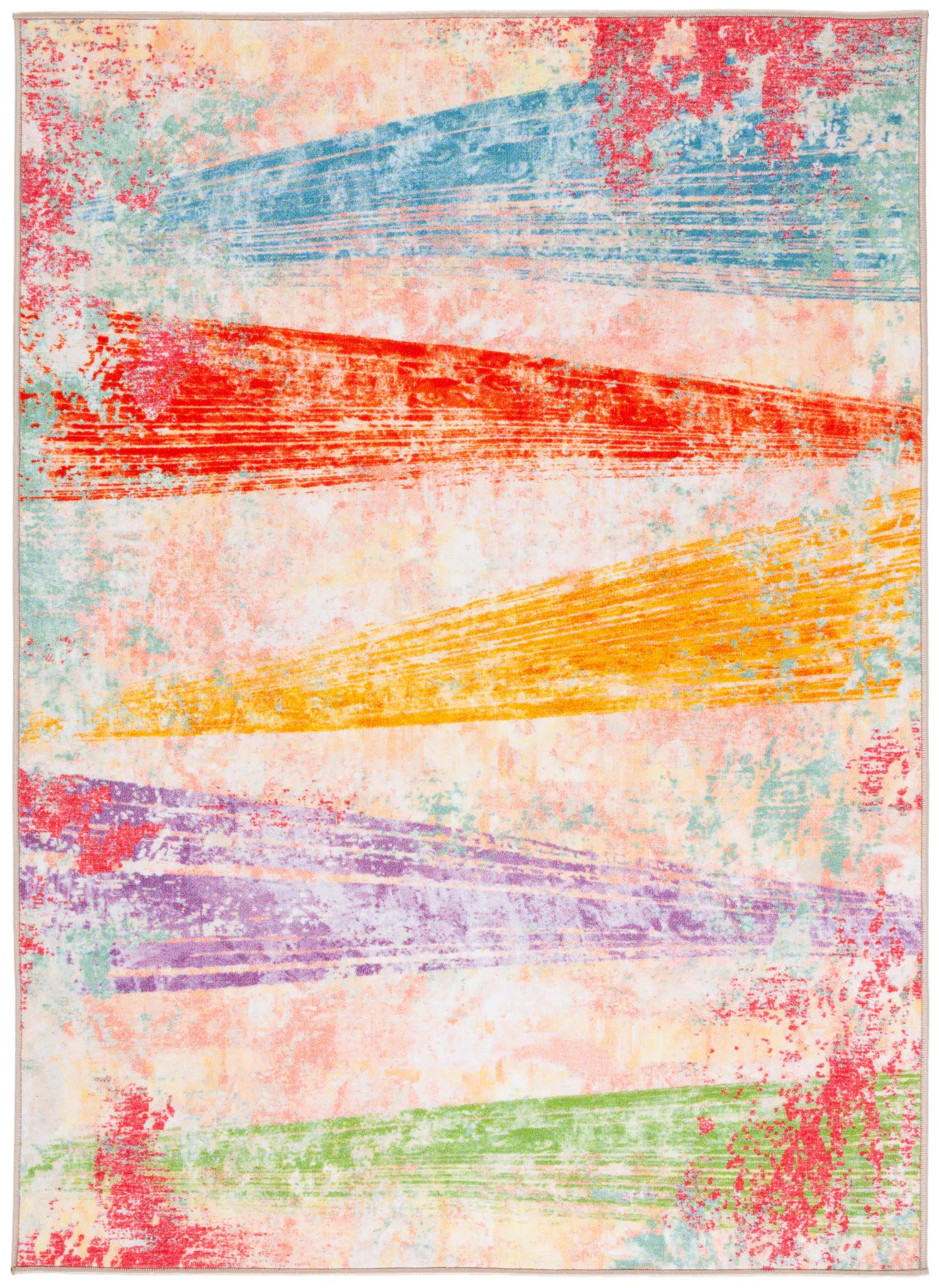 Paint Brush Modern Abstract Washable Rug