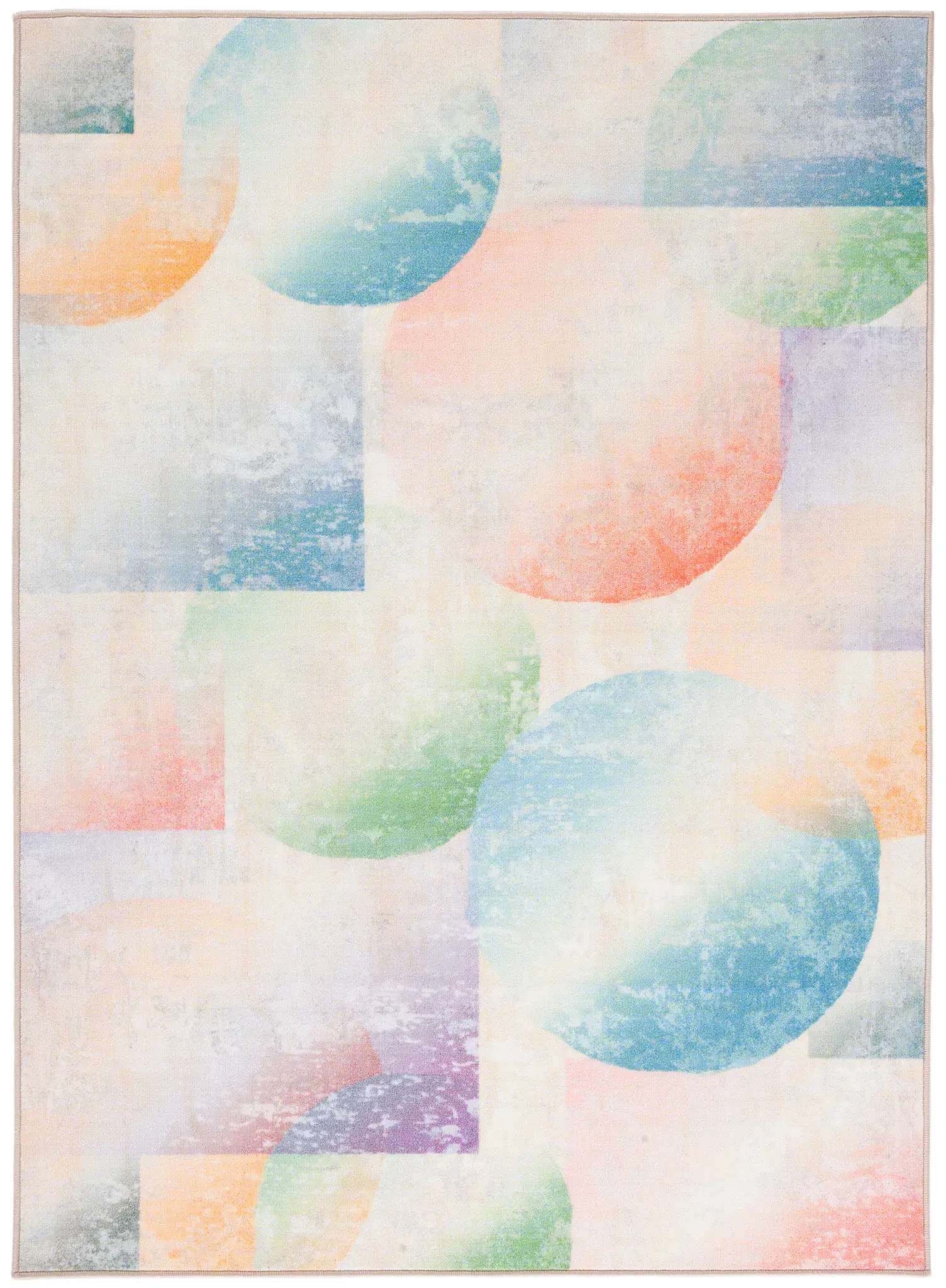 Paint Brush Overlapping Circles Washable Rug