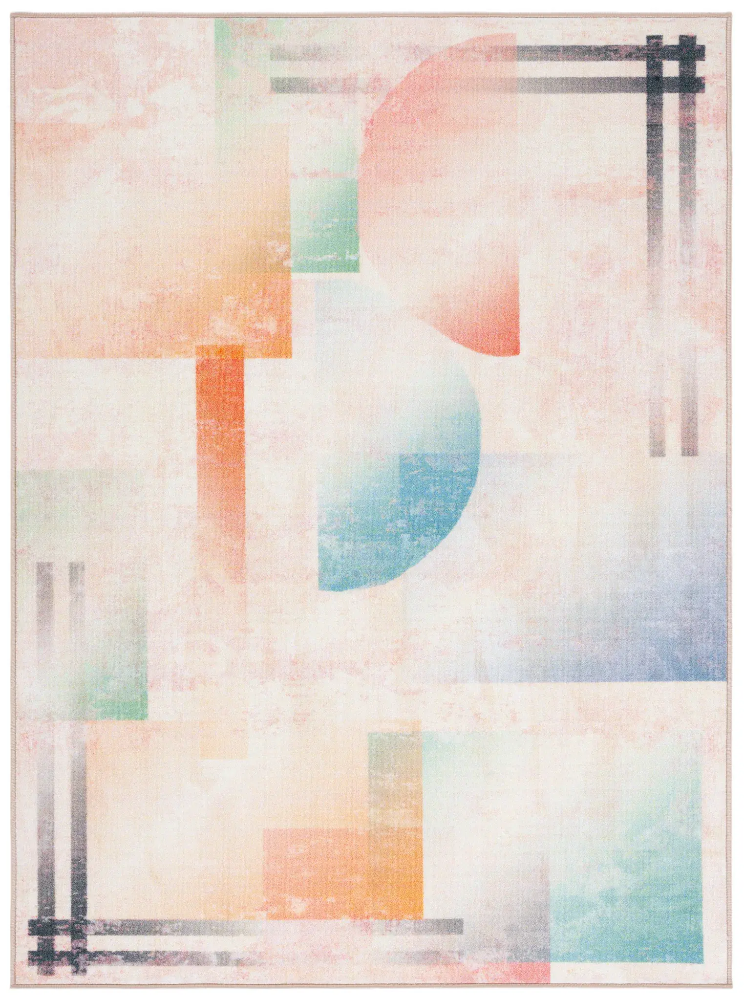 Paint Brush Modern Geometric Washable Rug