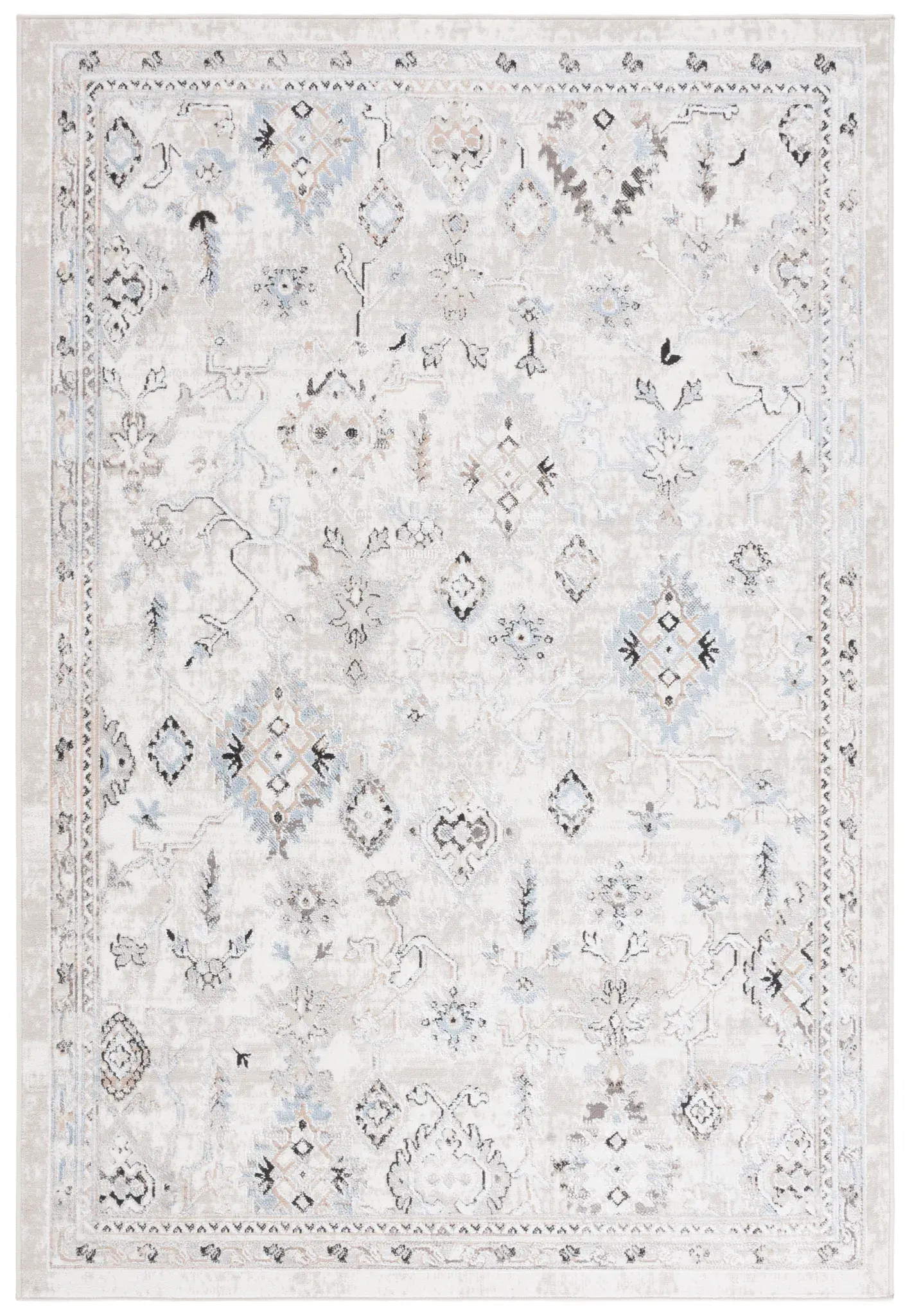 Quincy Distressed Floral Bordered Rug