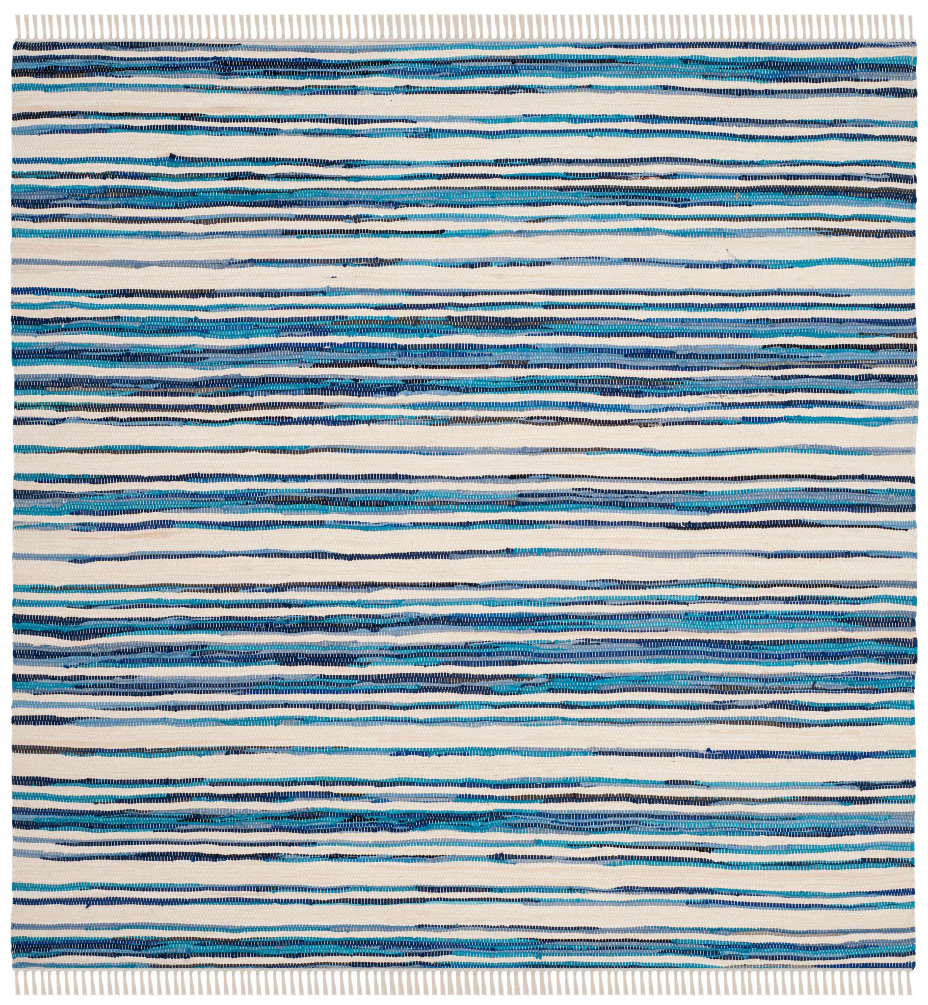 Rag Rug Multi-Stripe Hand-Woven Cotton Rug