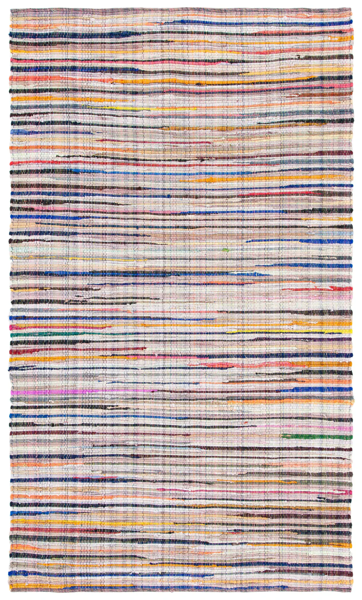 Rag Rug Linear Stripe Hand-Woven Cotton Rug