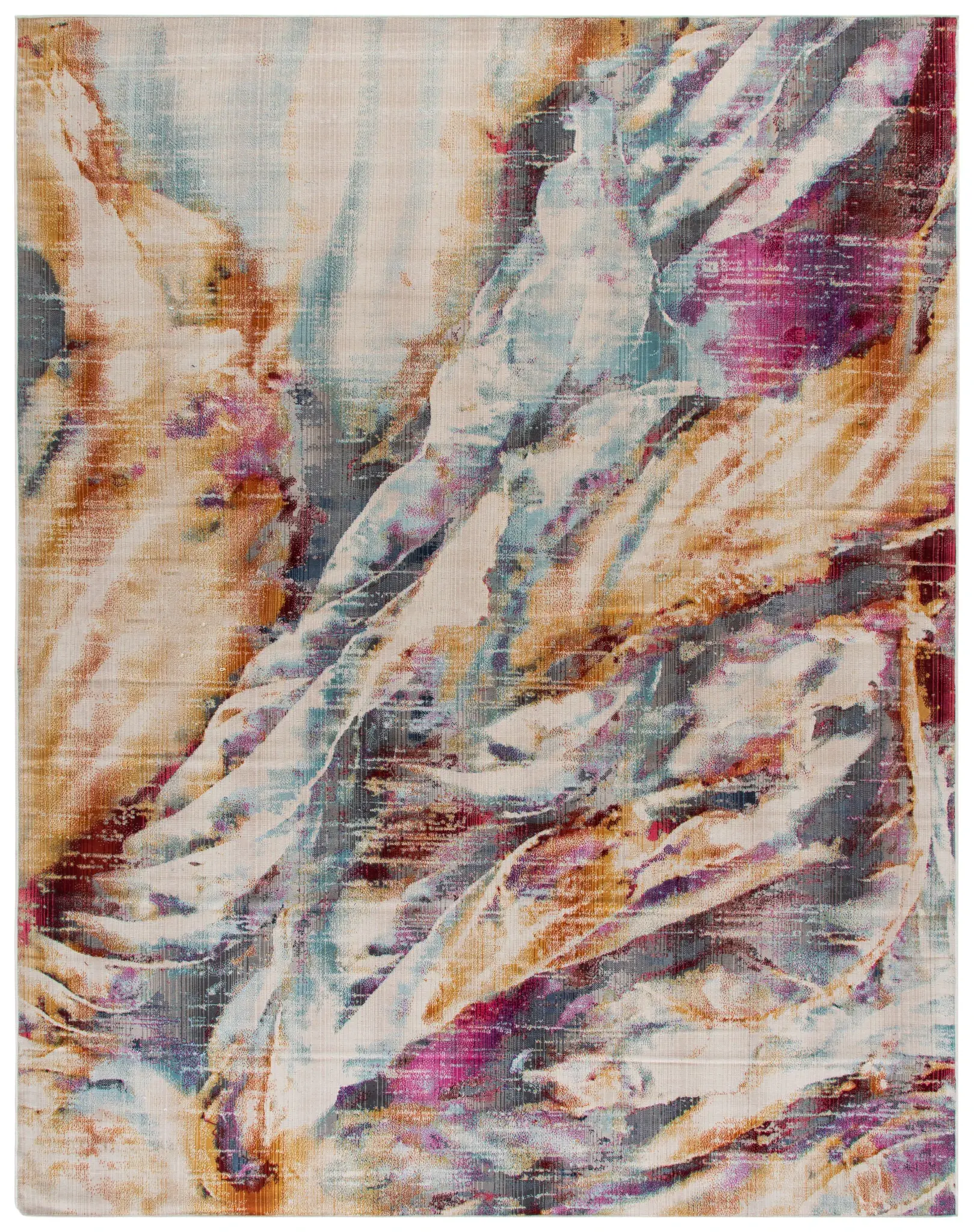 Rainbow Painterly Abstract Outdoor Rug