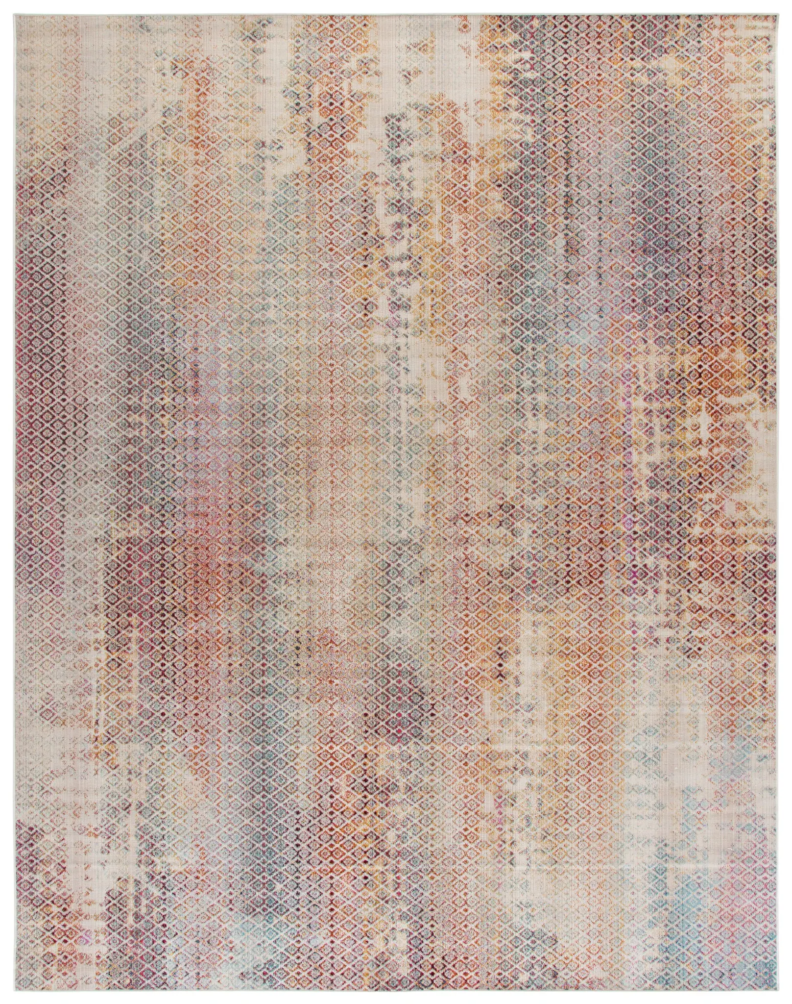Rainbow Distressed Lattice Outdoor Rug