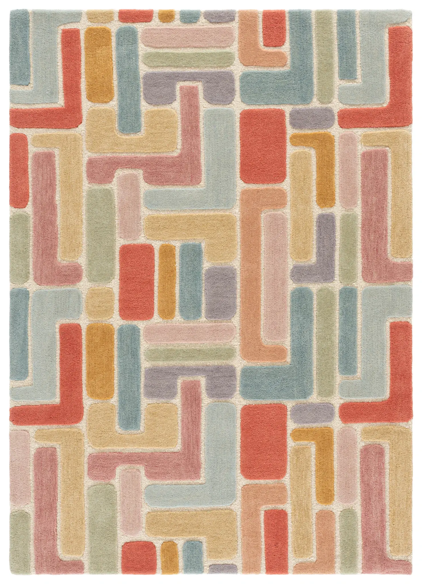 Rodeo Drive Mid-Century Modern Geometric Hand-Tufted Wool Rug