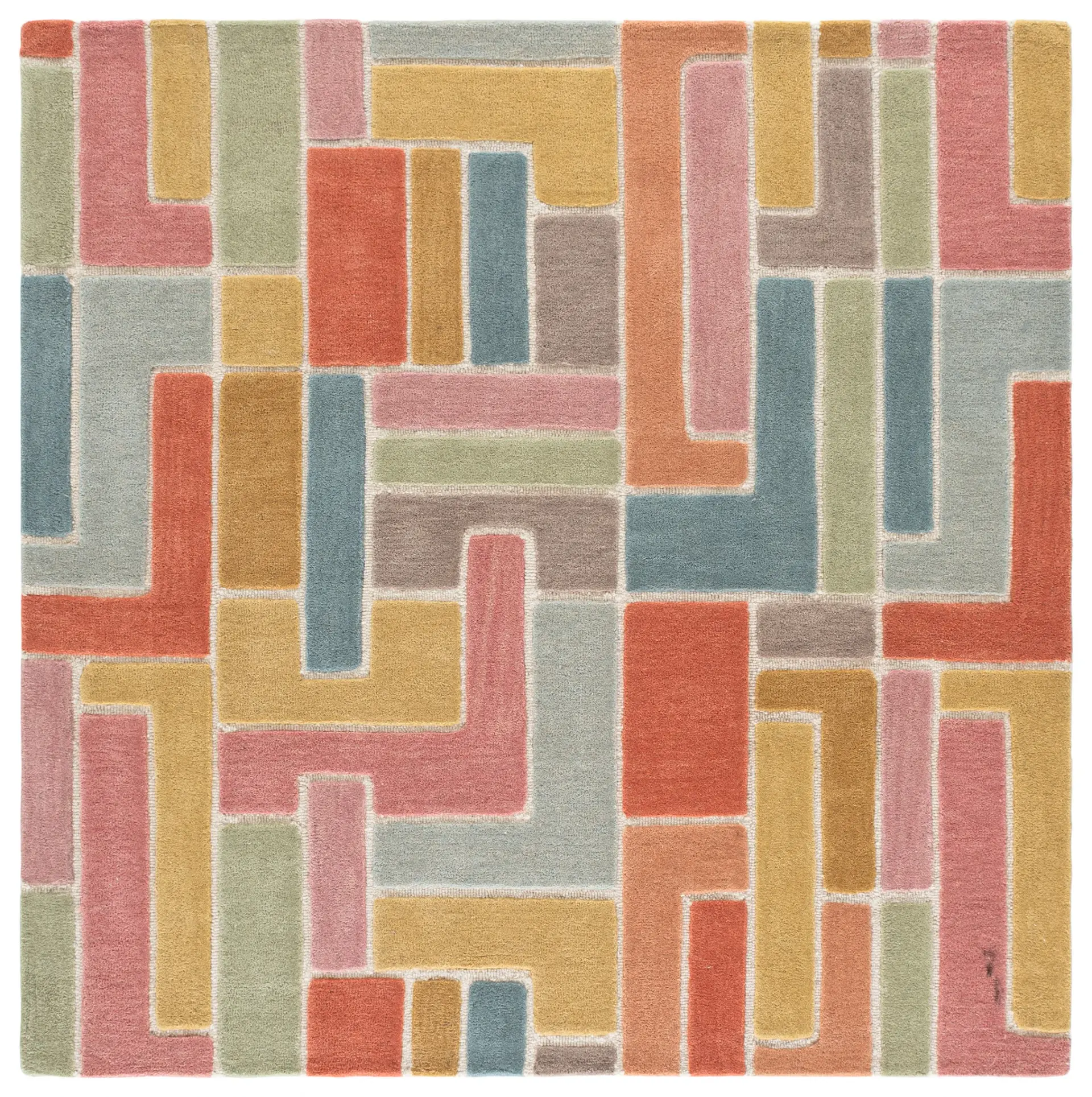 Rodeo Drive Mid-Century Modern Geometric Hand-Tufted Wool Rug
