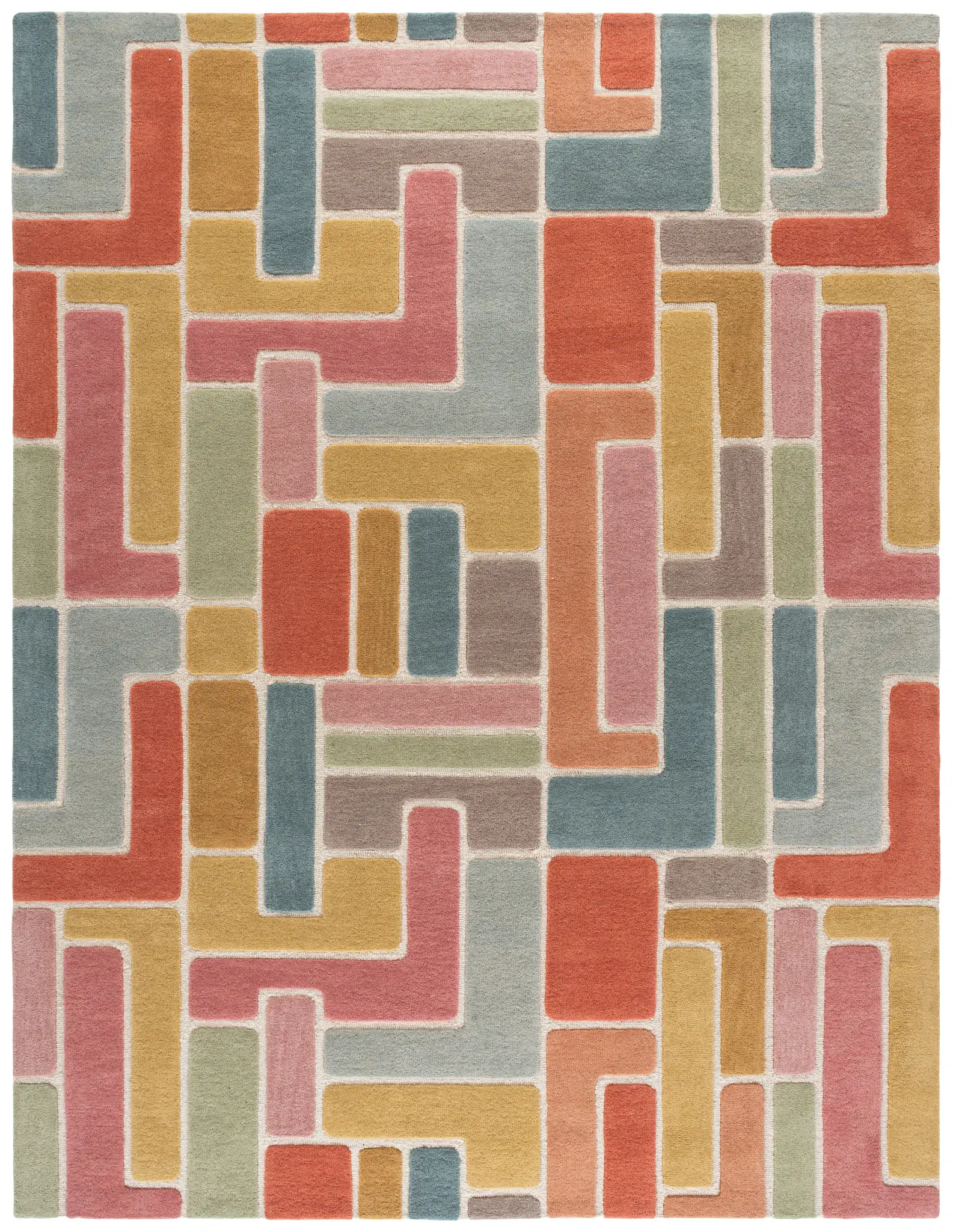 Rodeo Drive Mid-Century Modern Geometric Hand-Tufted Wool Rug