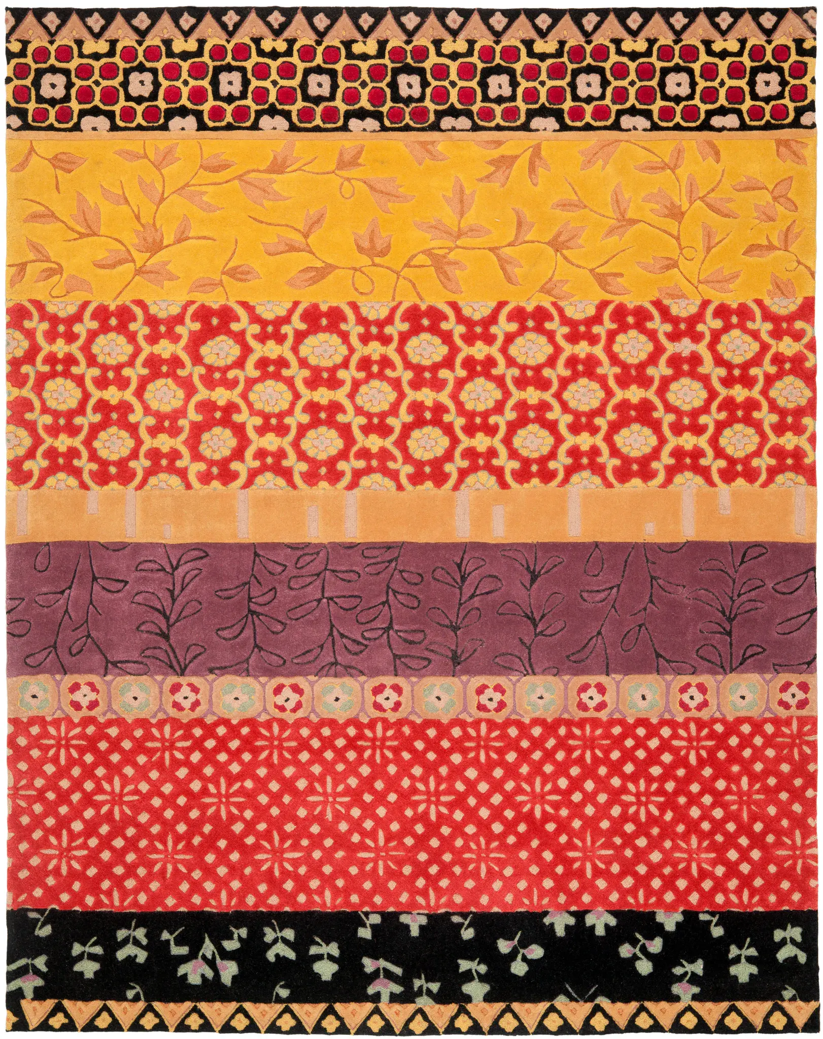 Rodeo Drive Banded Botanical Hand-Tufted Wool Rug