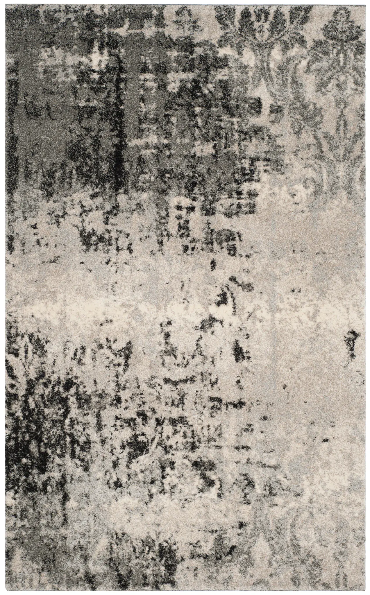 Retro Modern Distressed Damask Rug