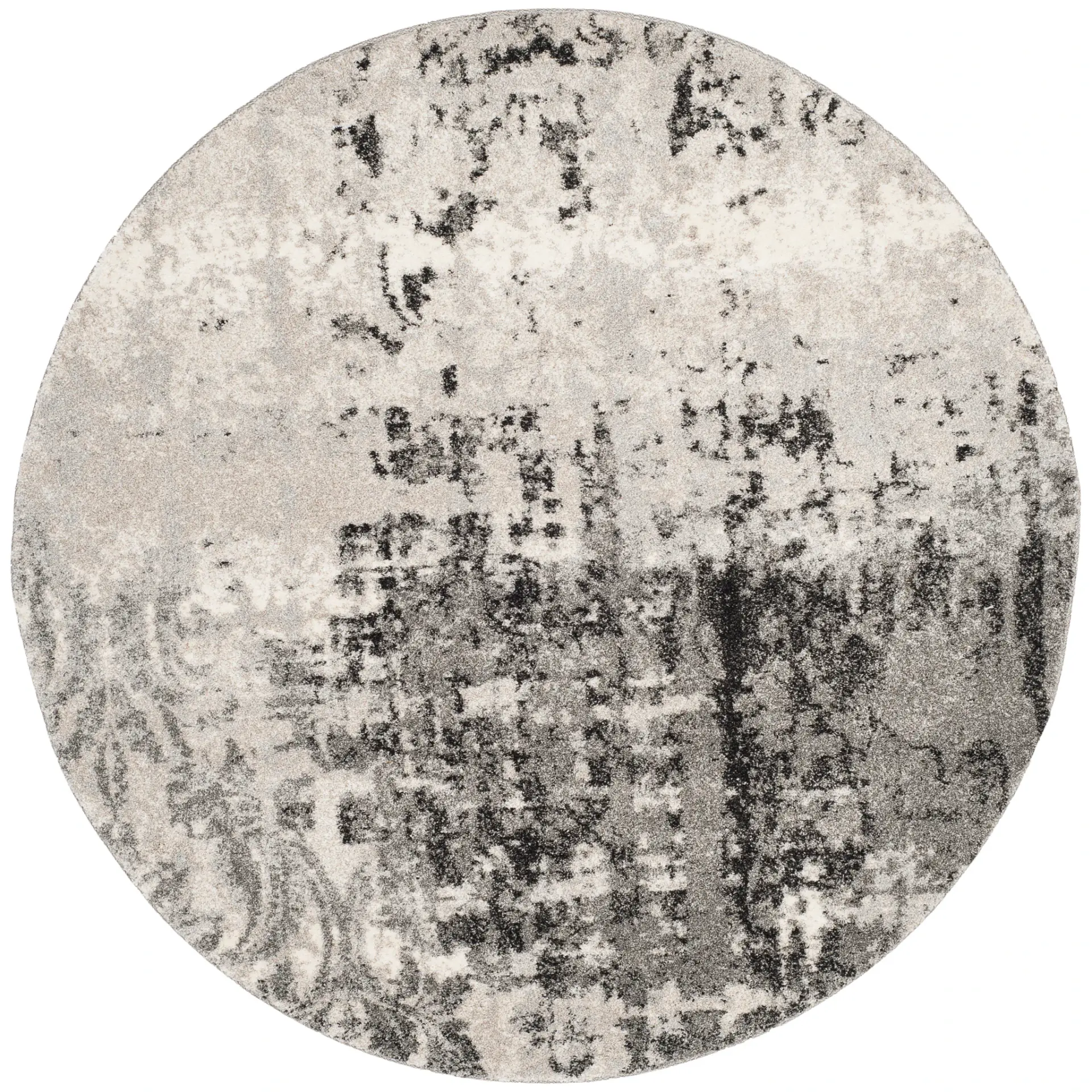 Retro Modern Distressed Damask Rug