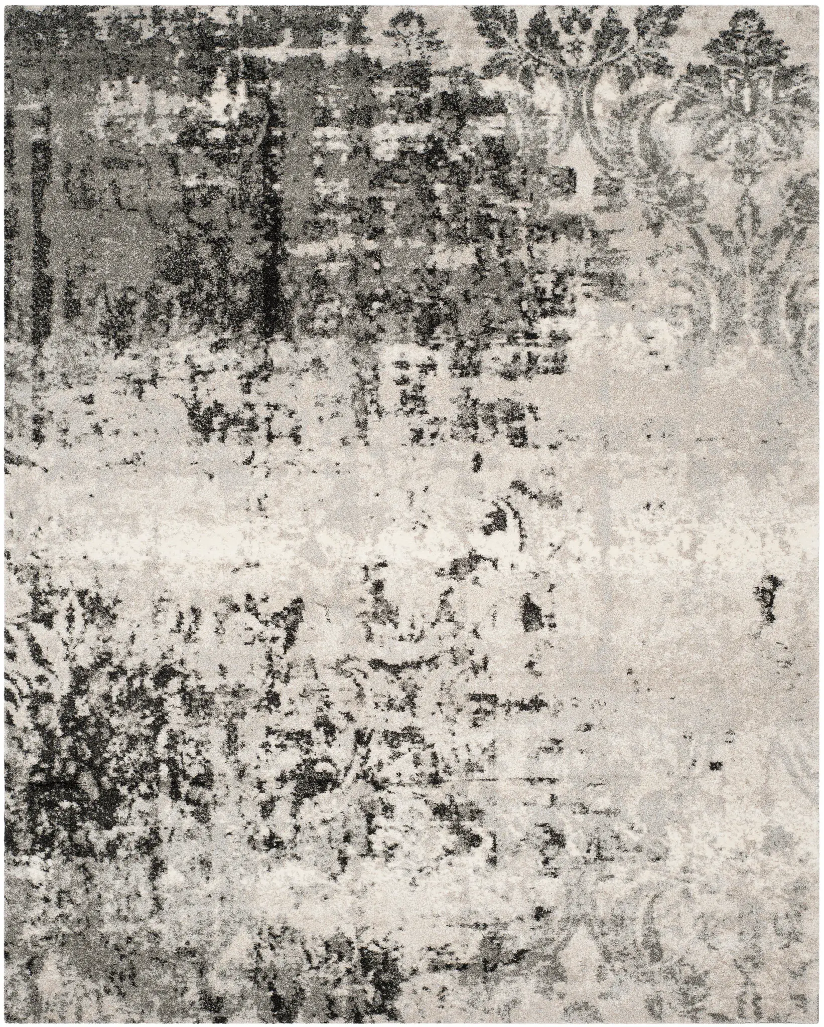 Retro Modern Distressed Damask Rug