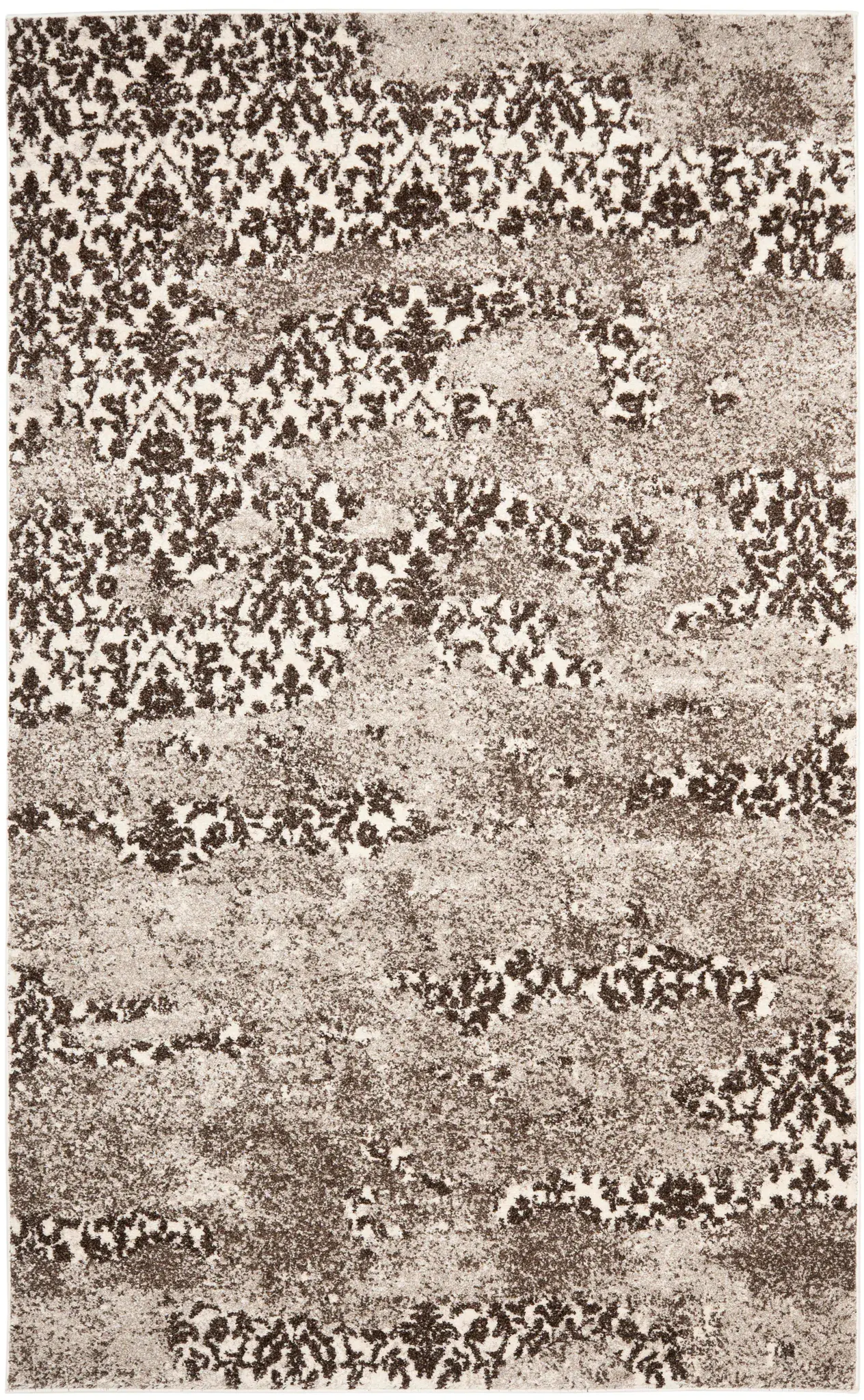Retro Distressed Floral Damask Rug
