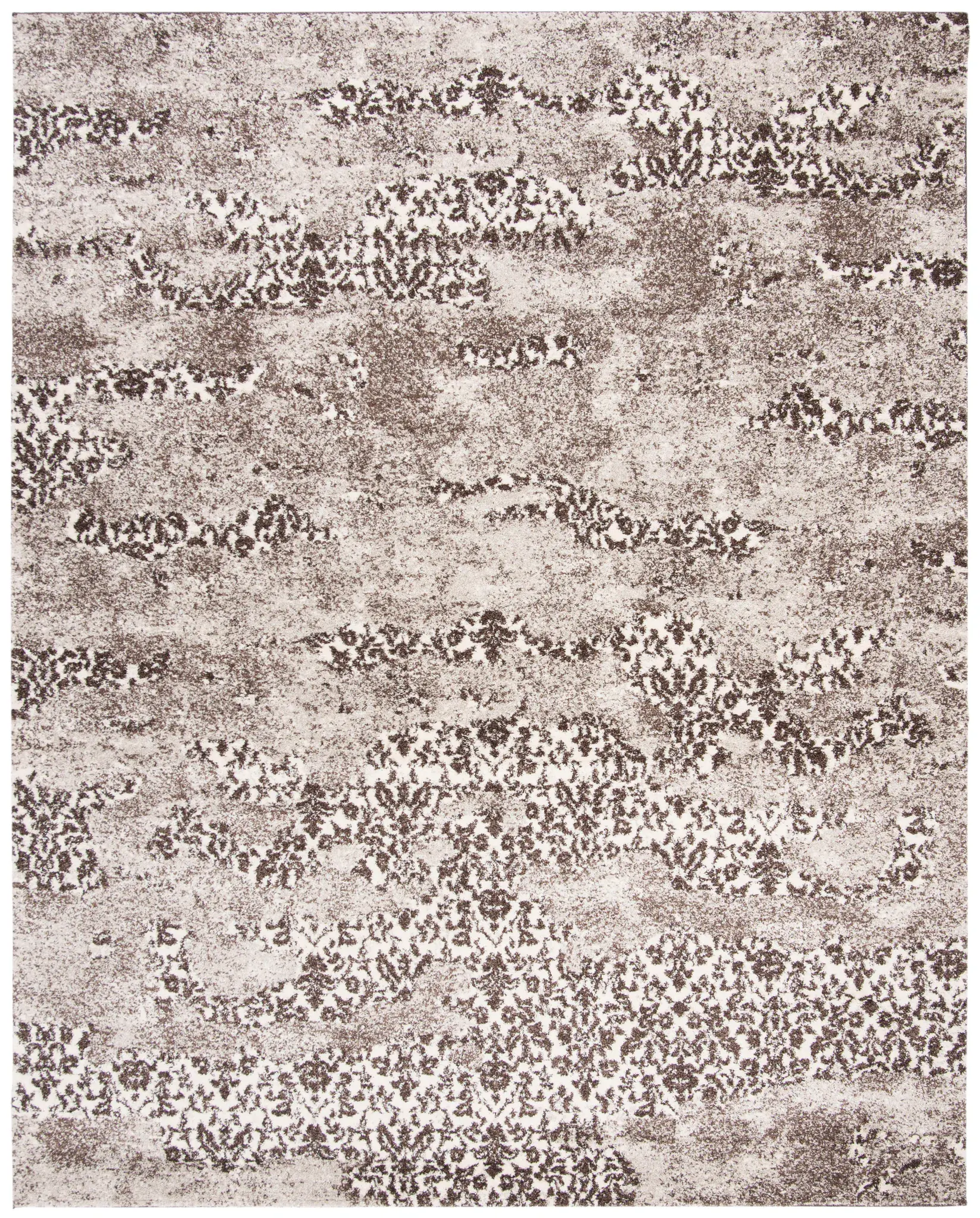 Retro Distressed Floral Damask Rug